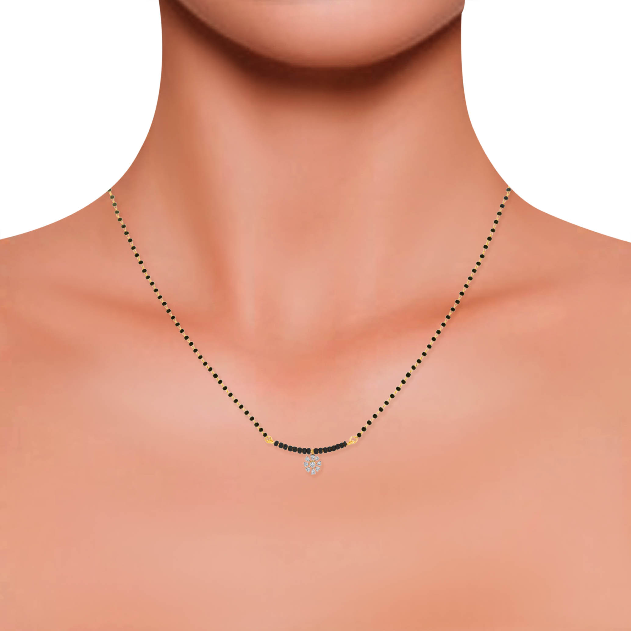 Floret Swing Diamond Mangalsutra - Senco Gold and Diamonds