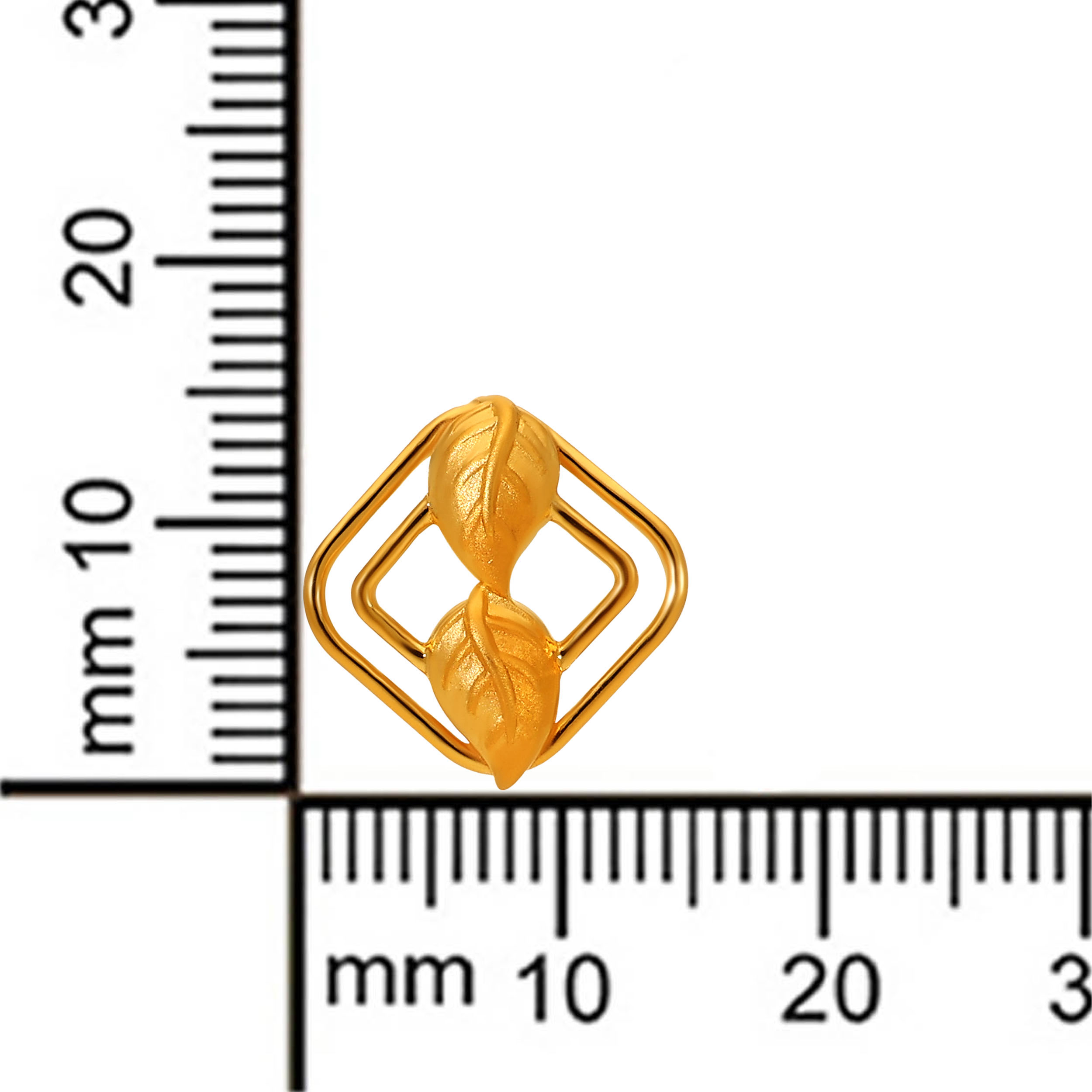 Leaf In Square Gold Studs - Senco Gold and Diamonds