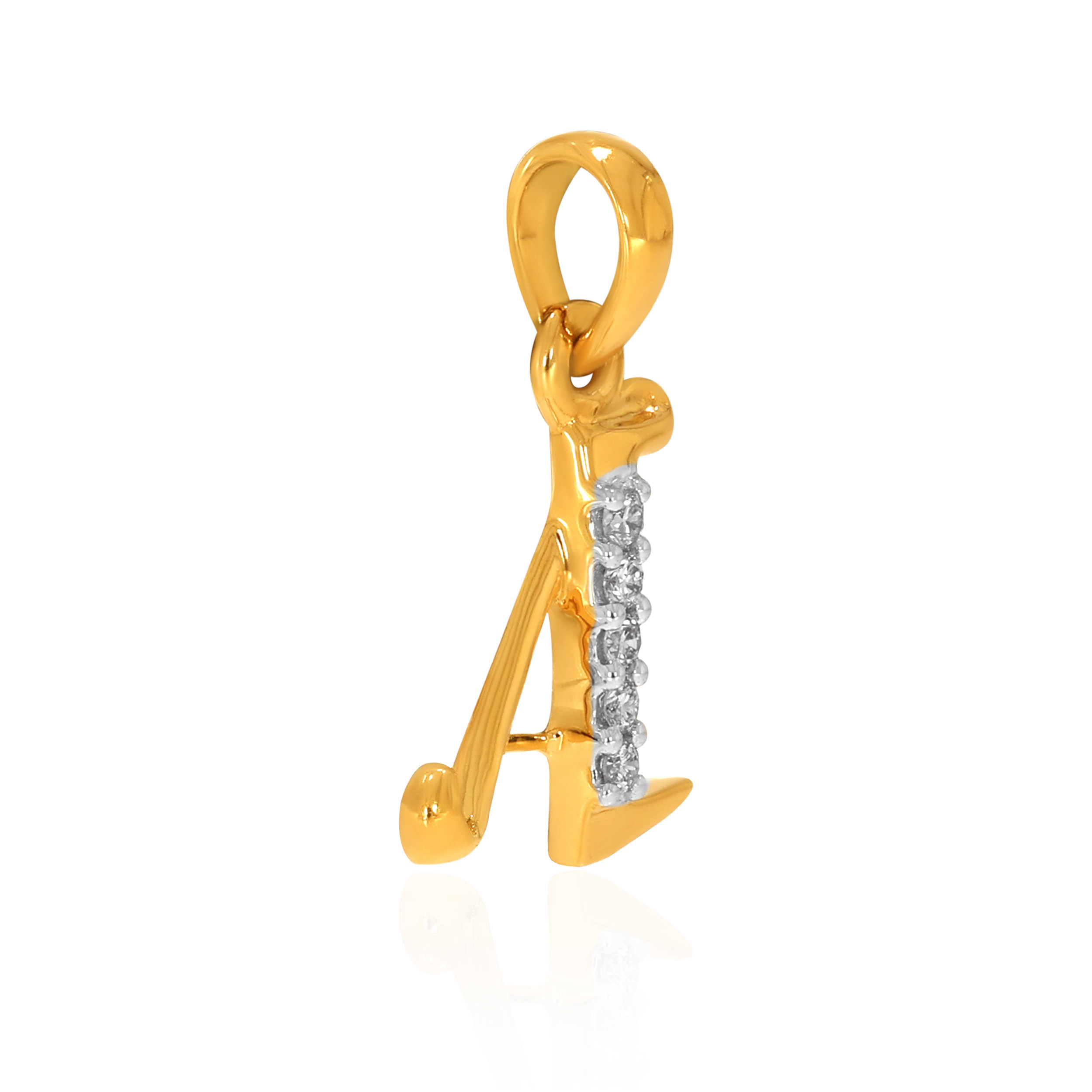 18K Yellow Gold A Alphabet Diamond Pendant-DPN-D000748628 - Senco Gold and Diamonds