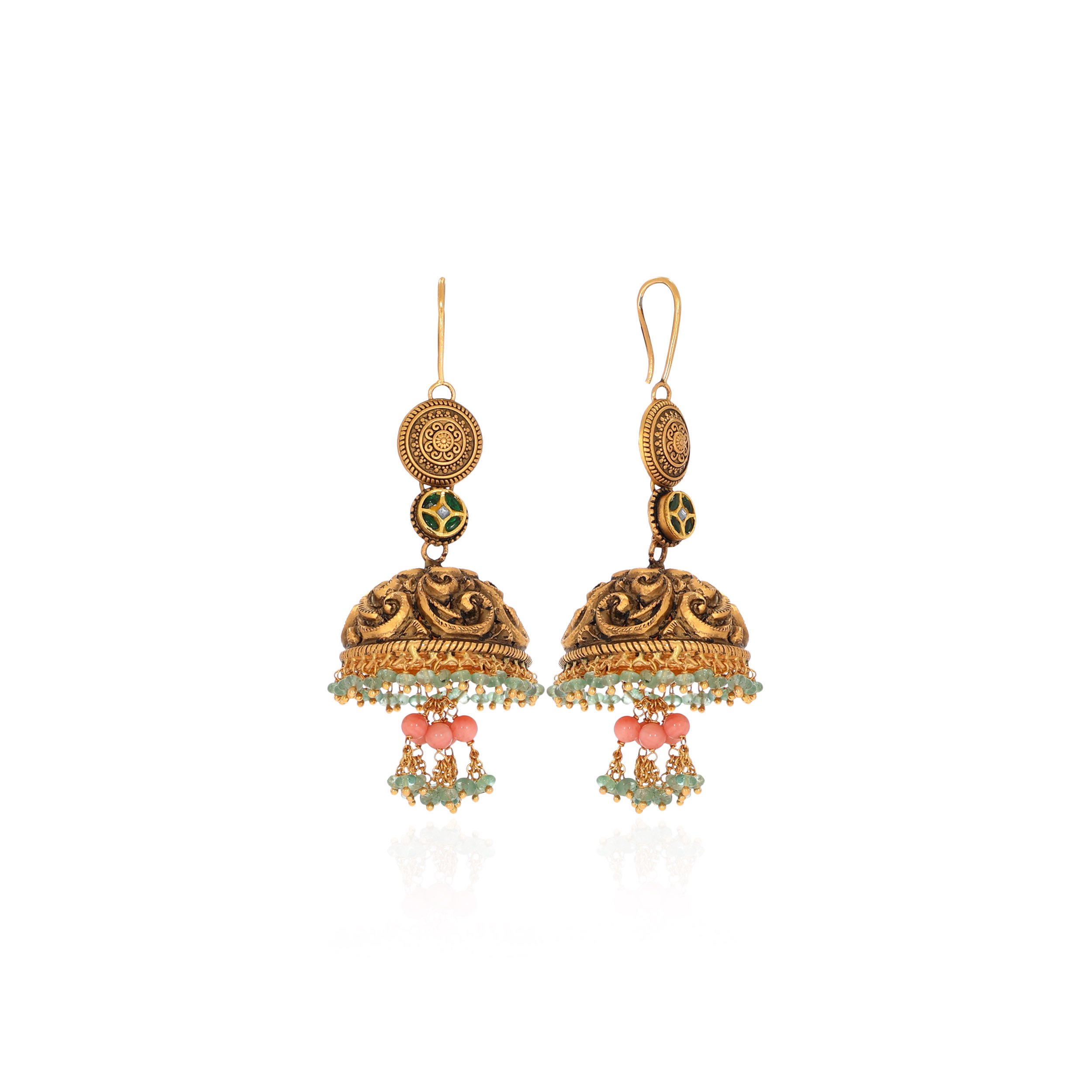 22K Yellow Gold Kundan Earrings-GPGN-D000788488 - Senco Gold and Diamonds
