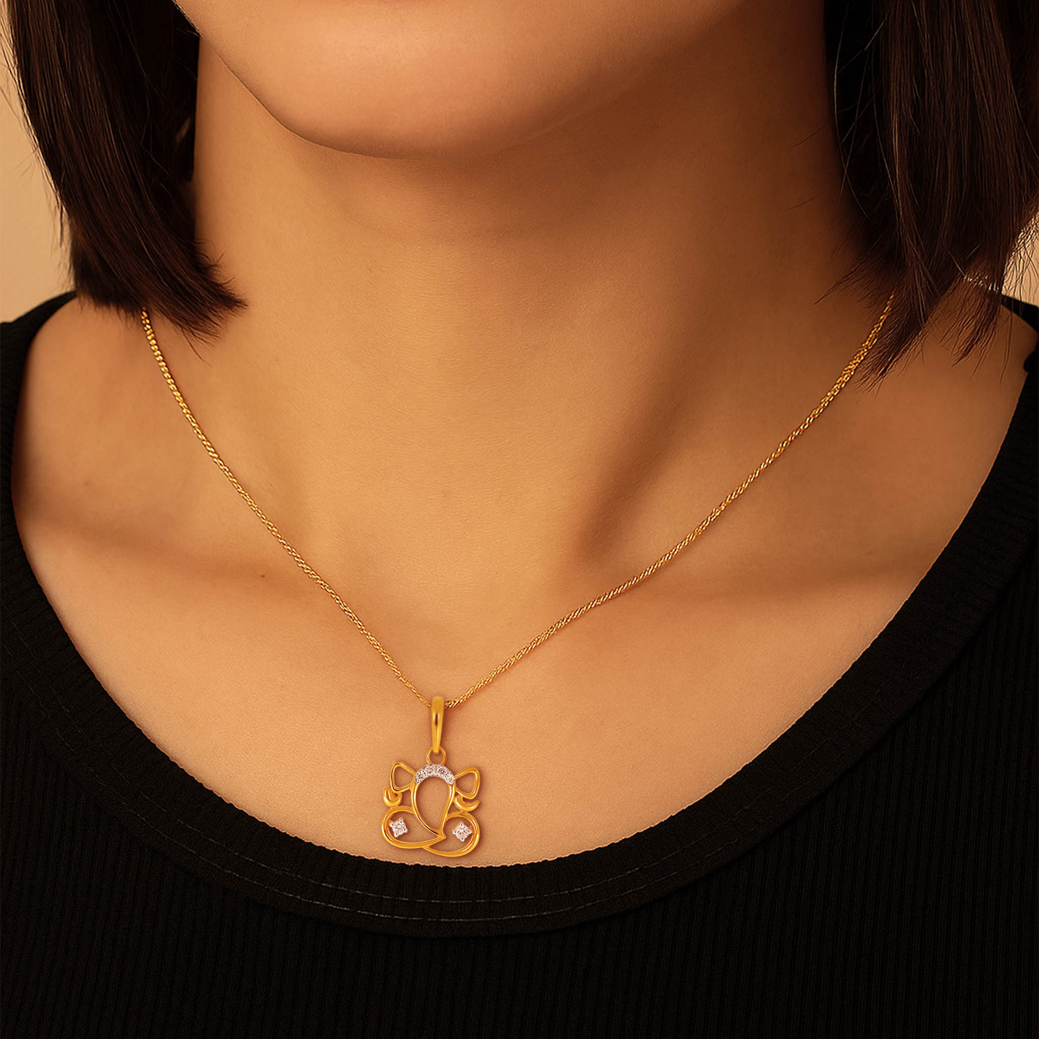 Artful Aura Ganesha Diamond Pendant - Senco Gold and Diamonds