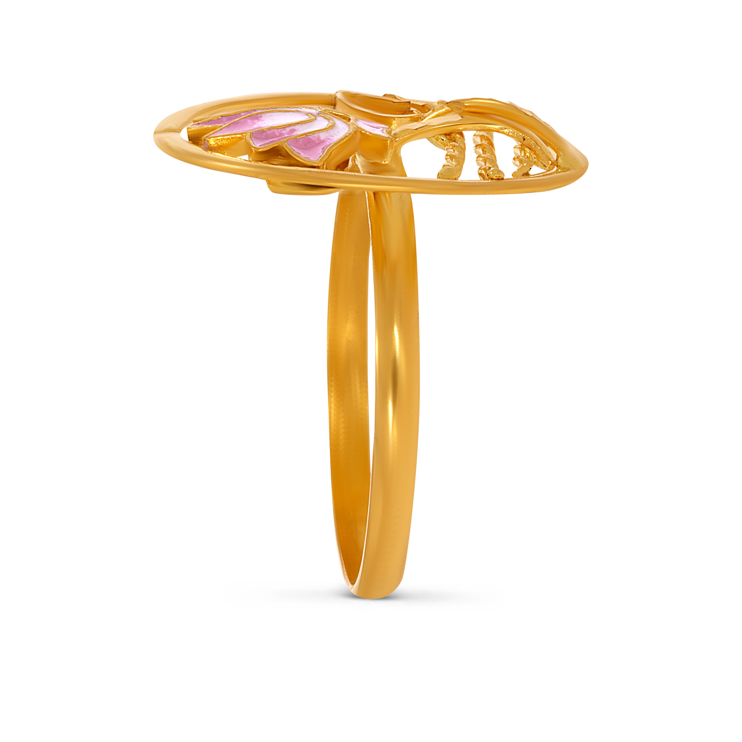 Lotus Reverie Enamel Gold Ring - Senco Gold and Diamonds