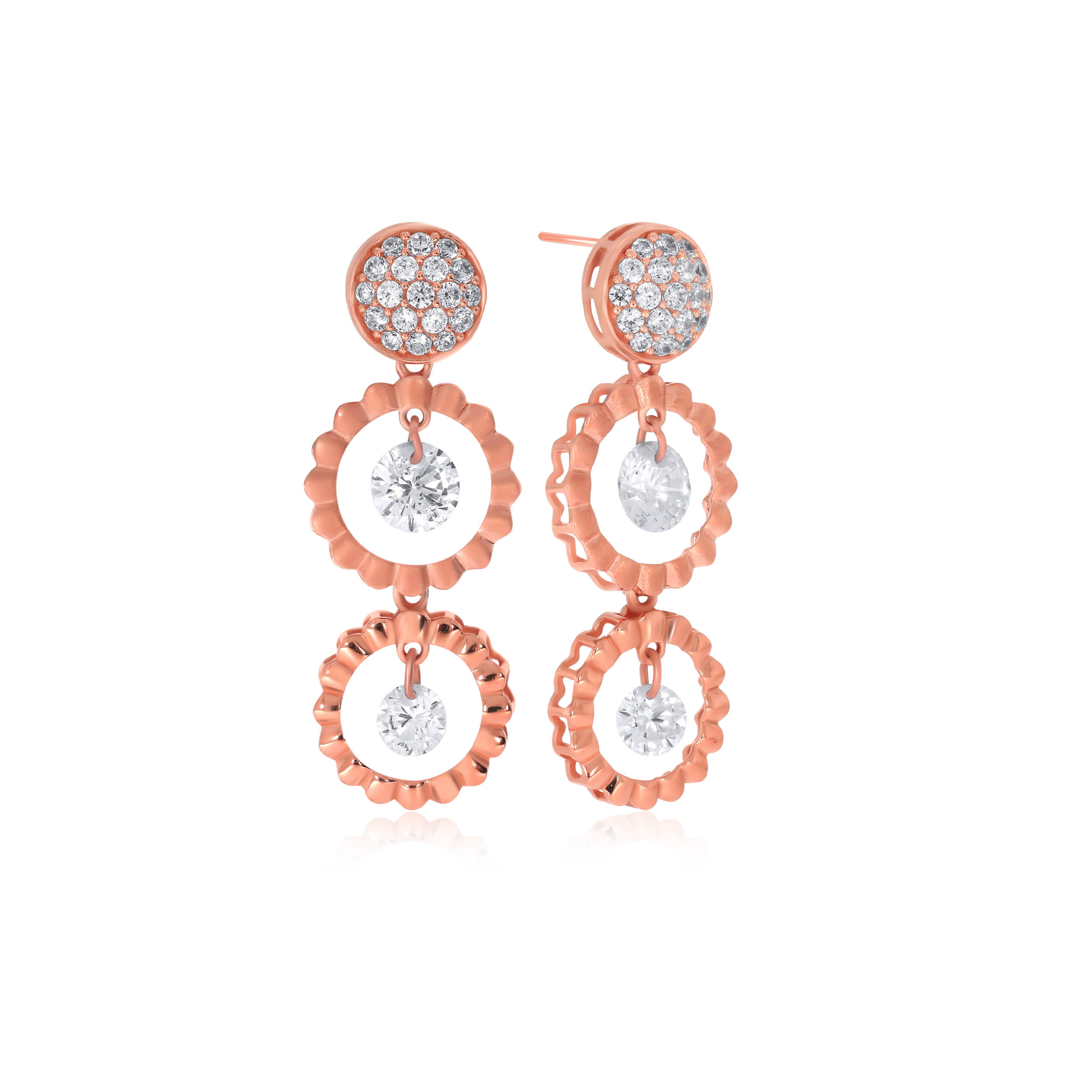 Bloomed Duo Gold Drop Earrings - Senco Gold and Diamonds