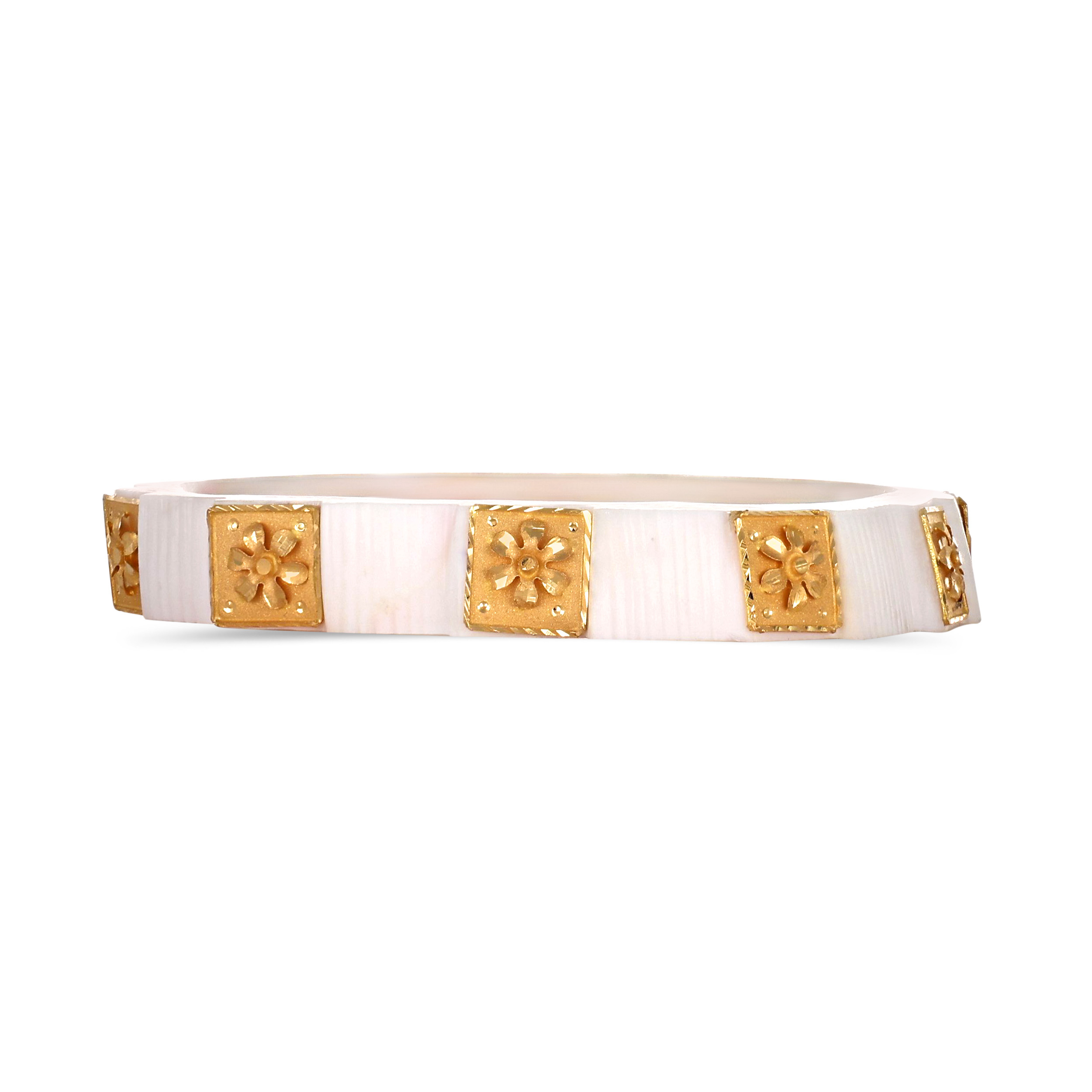 Floral Flecks Gold Sankha Bangle - Senco Gold and Diamonds