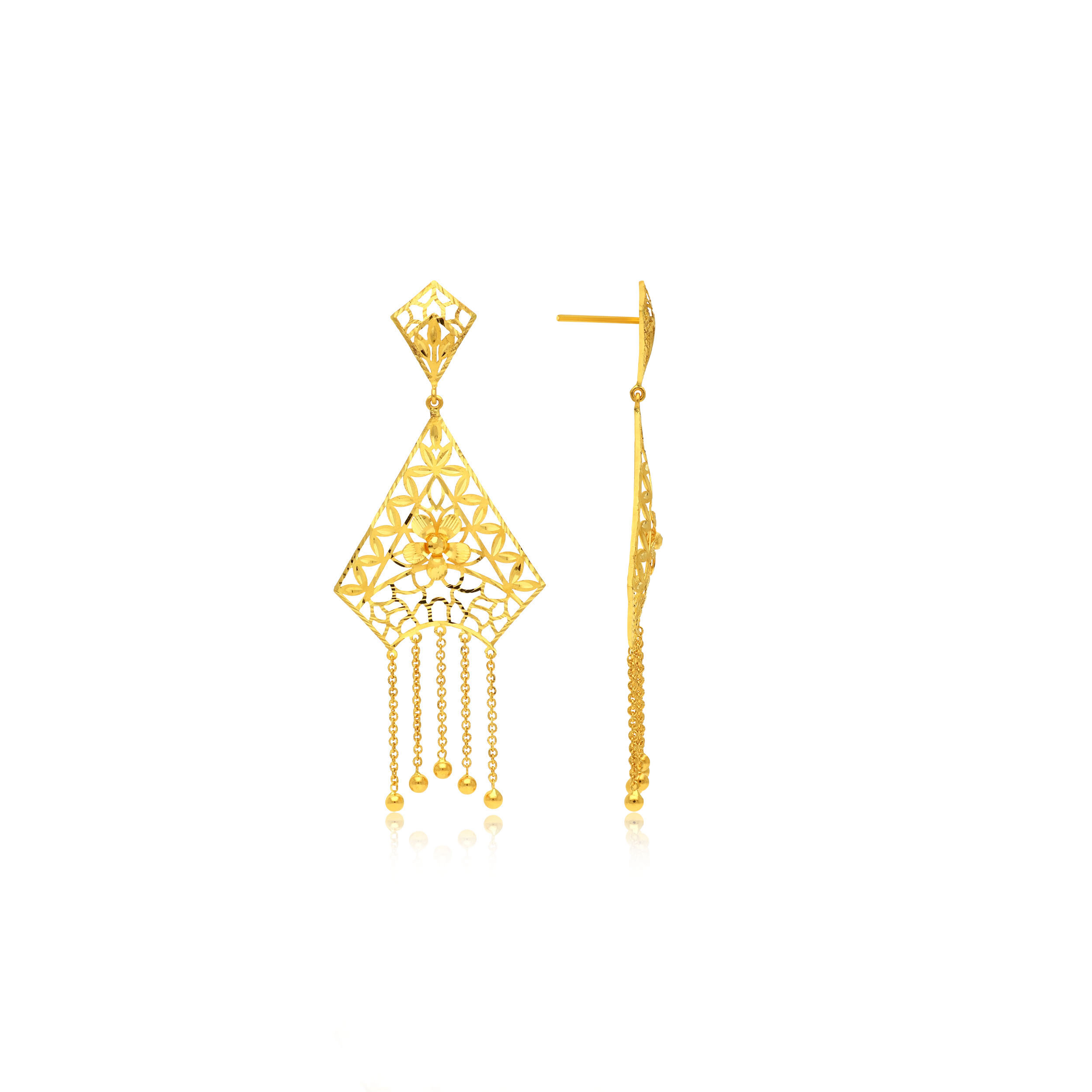 Geometric Delight Gold Danglers - Senco Gold and Diamonds