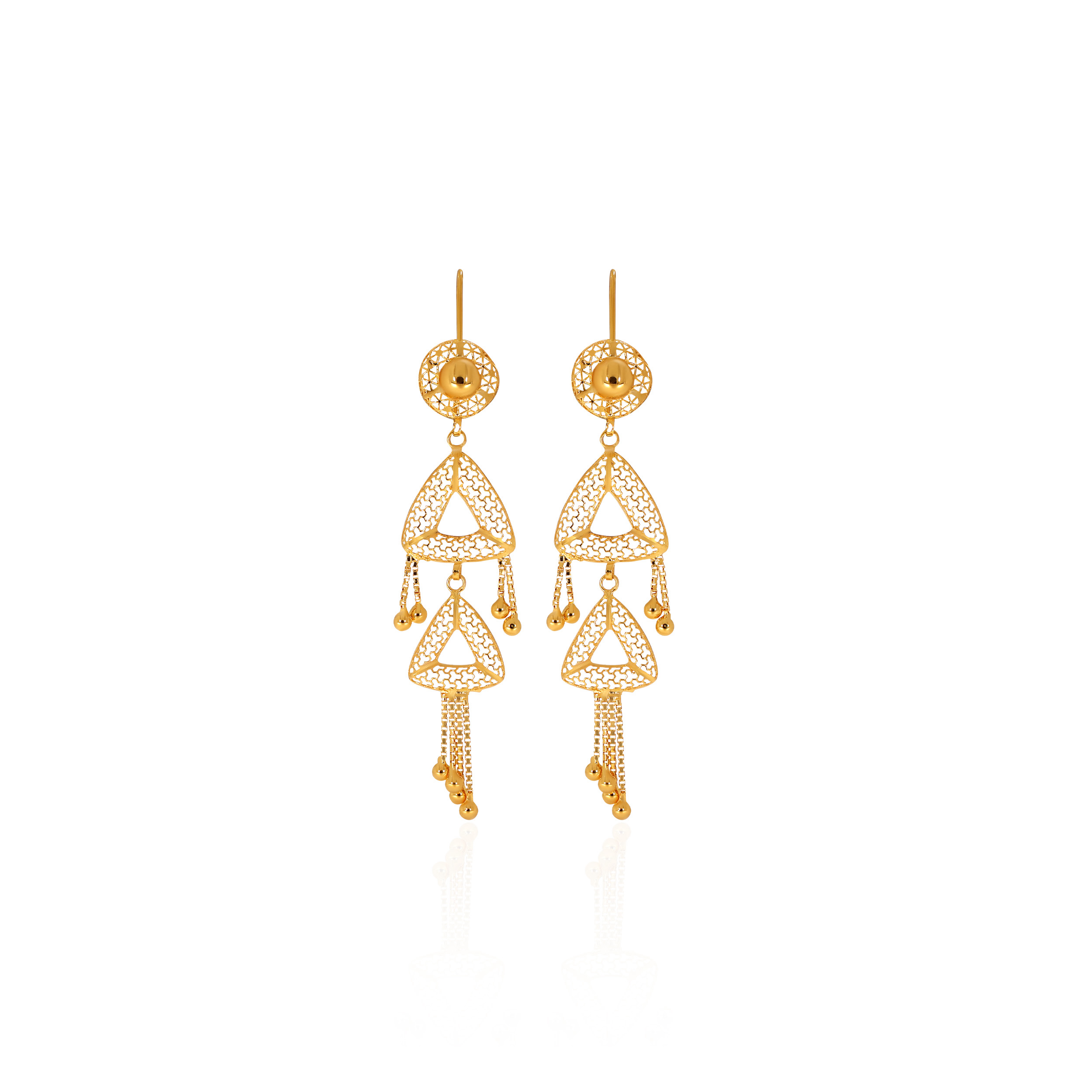Radiant Trigon Gold Hoop Earrings - Senco Gold and Diamonds