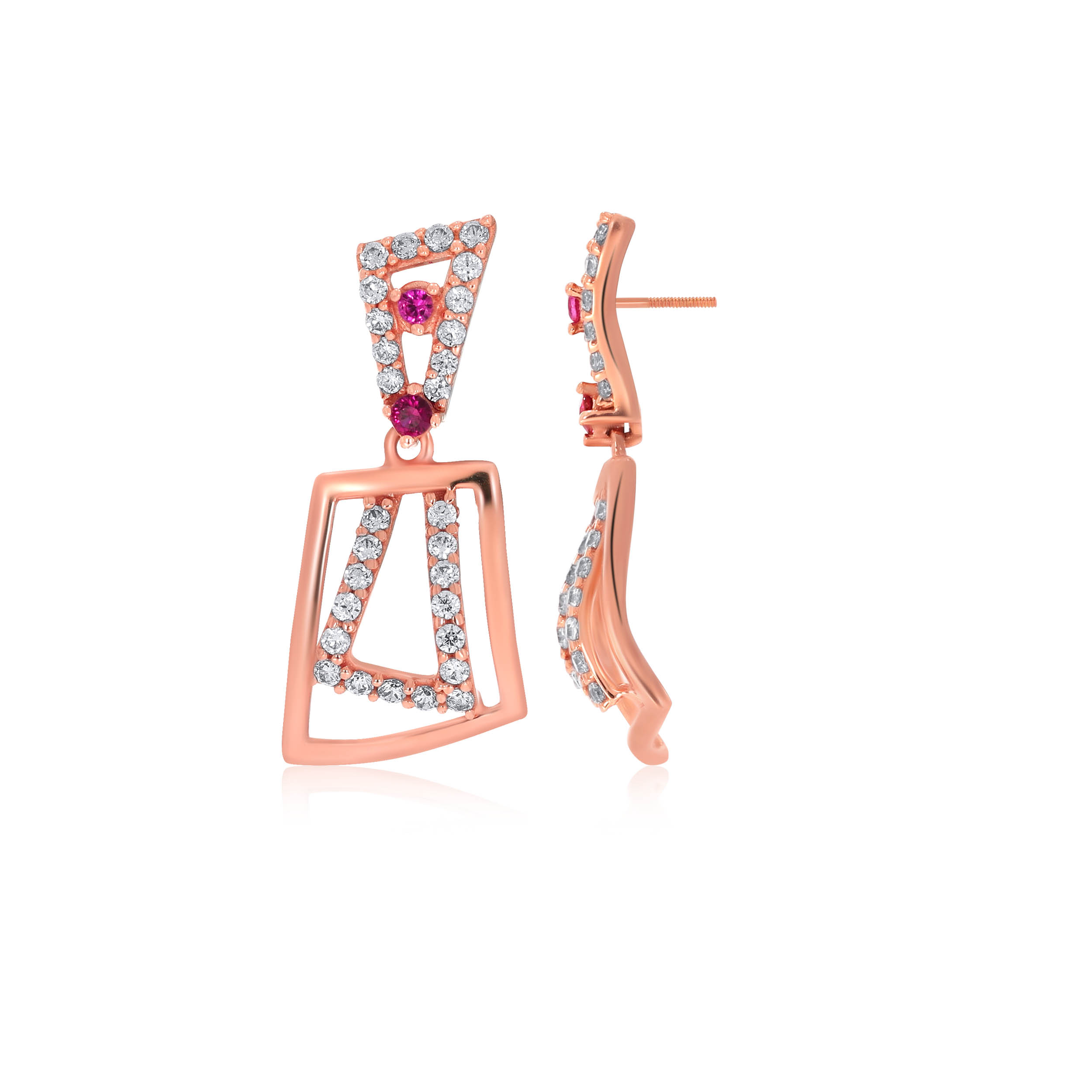 Glamorous Geometry Gold Drop Earrings - Senco Gold and Diamonds