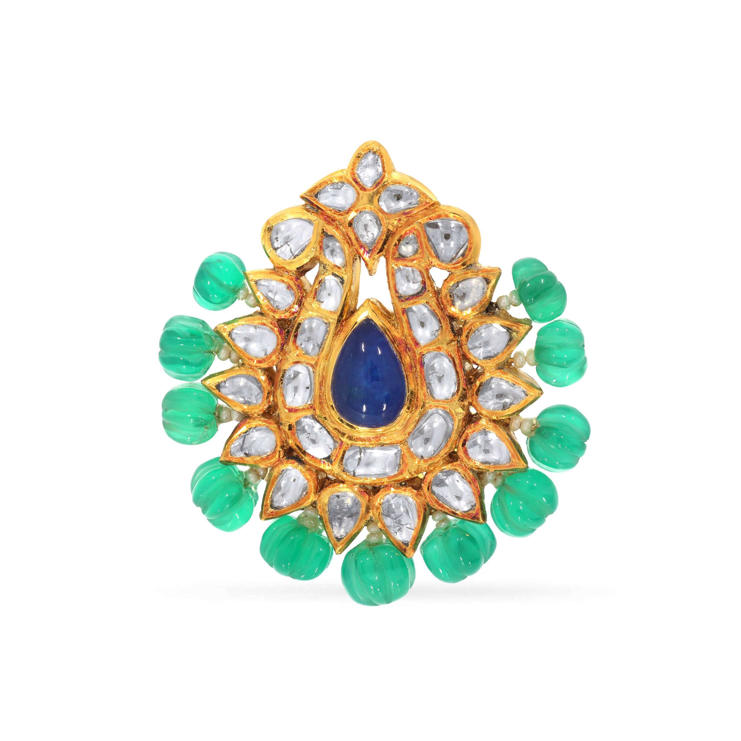 18K Yellow Gold Polki Kundan Ring-DLR-D000707557 - Senco Gold and Diamonds