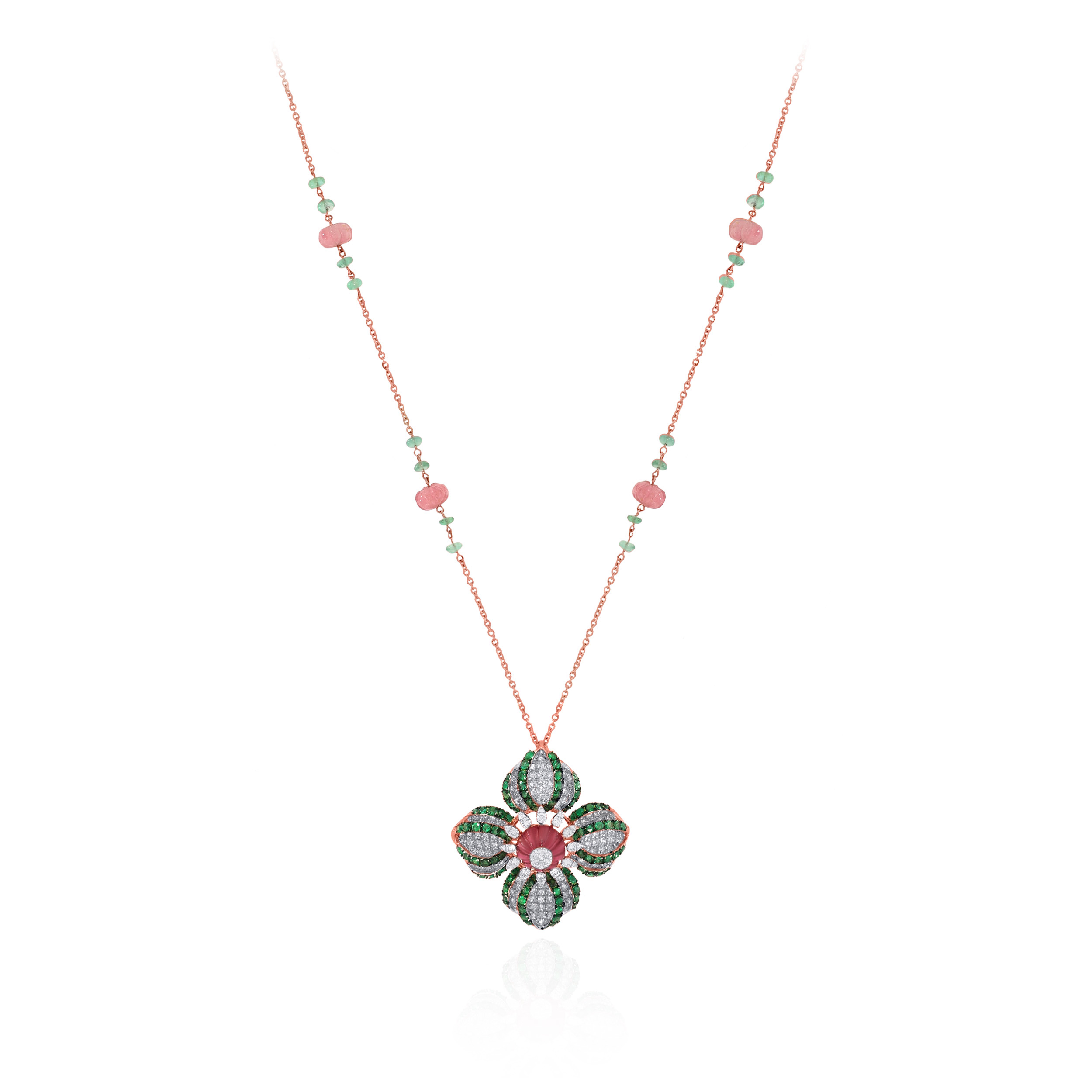 Ethereal Bloom Diamond Chain Pendant - Senco Gold and Diamonds