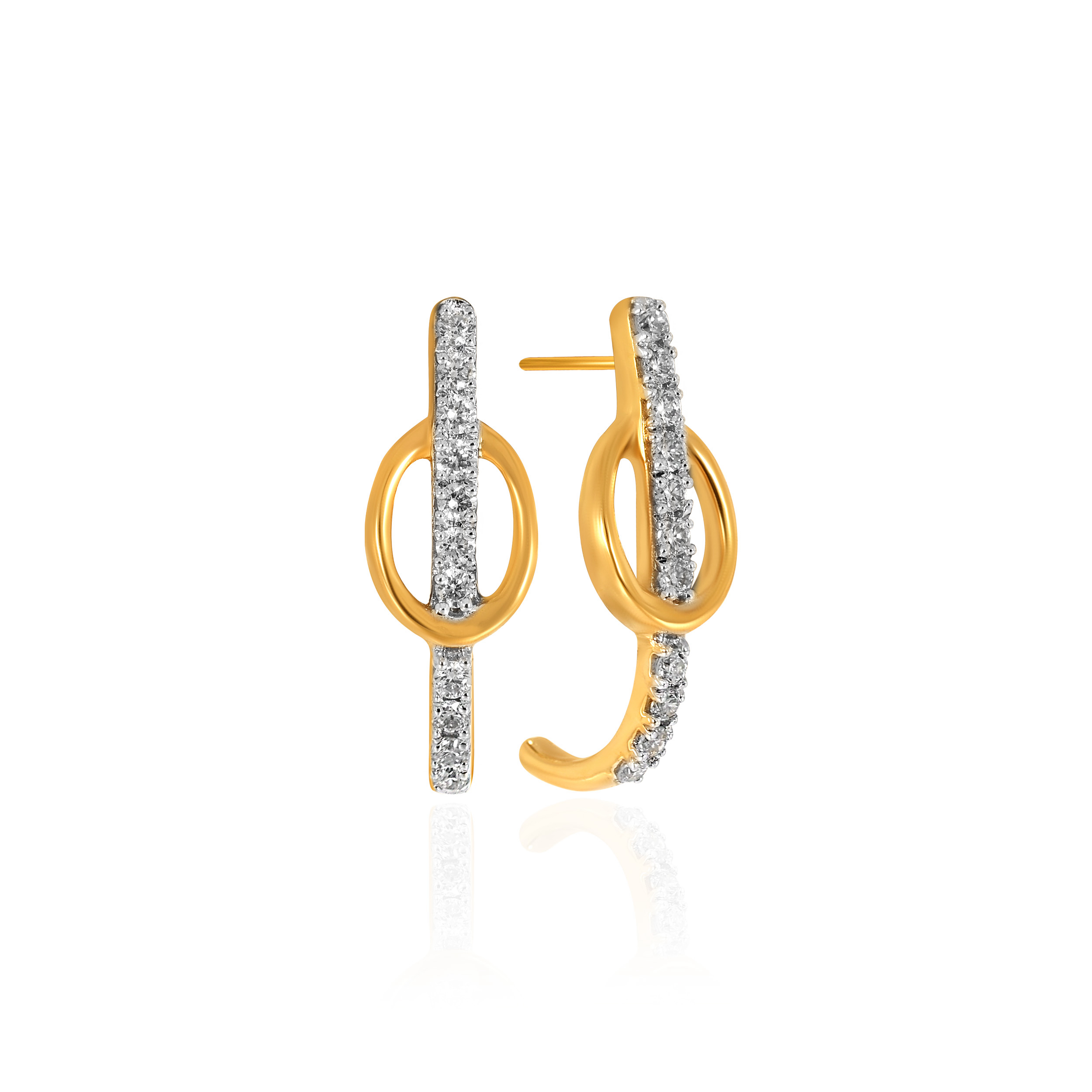 Sleek Radiance Diamond Hoop Earrings - Senco Gold and Diamonds