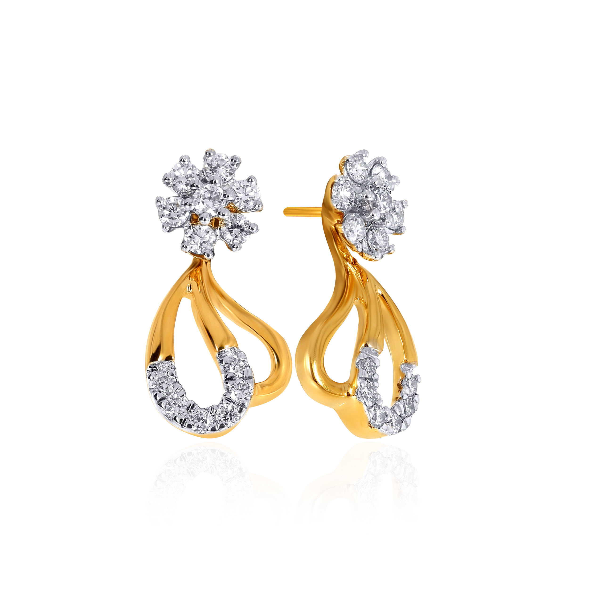14K Yellow Gold Diamond Drop Earrings-DT-D000647100 - Senco Gold and Diamonds