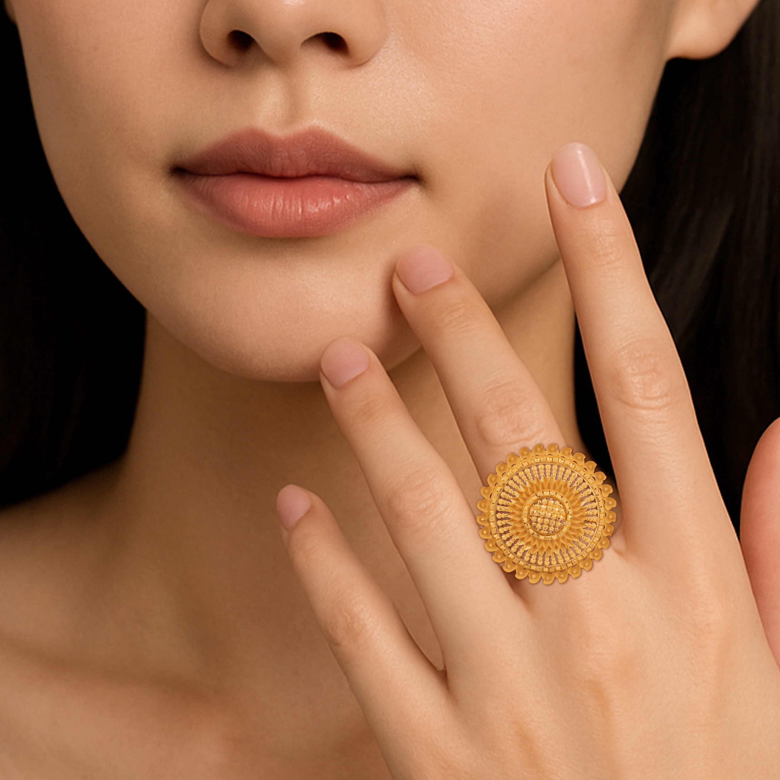 Ornate Harmony Statement Gold Ring - Senco Gold and Diamonds