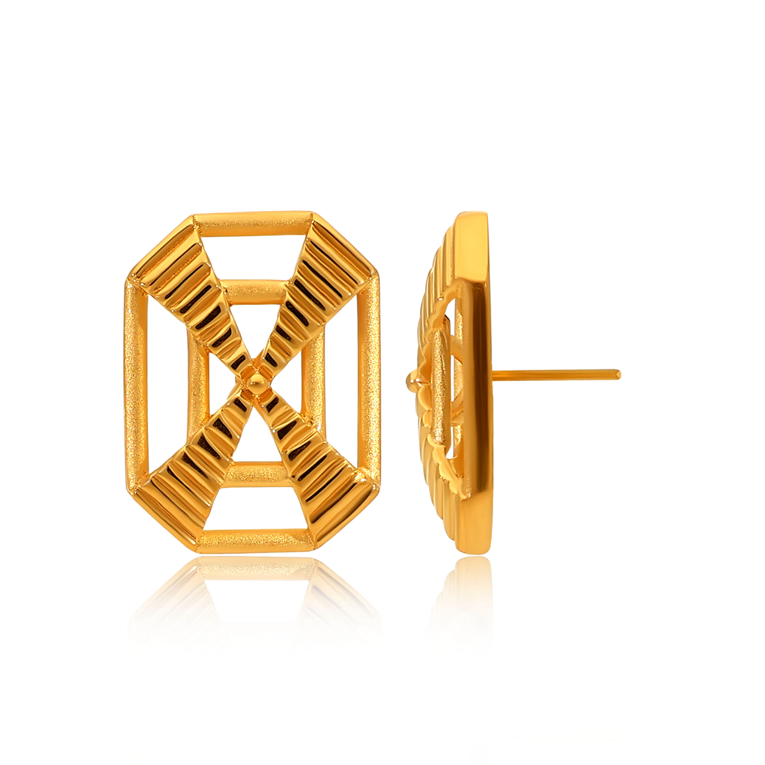 Lyra Octagon Gold Studs - Senco Gold and Diamonds