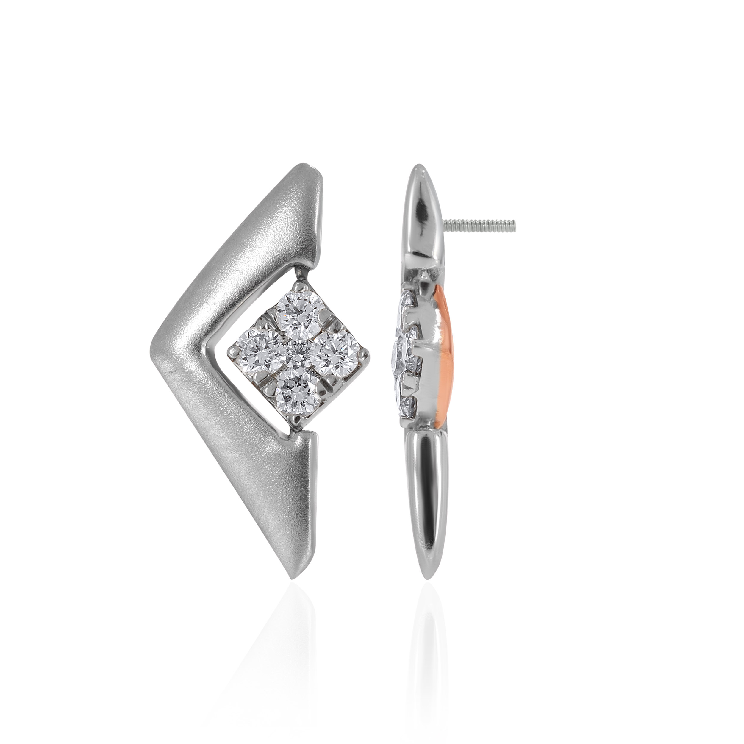 Rhombus Platinum Radiant Earrings - Senco Gold and Diamonds