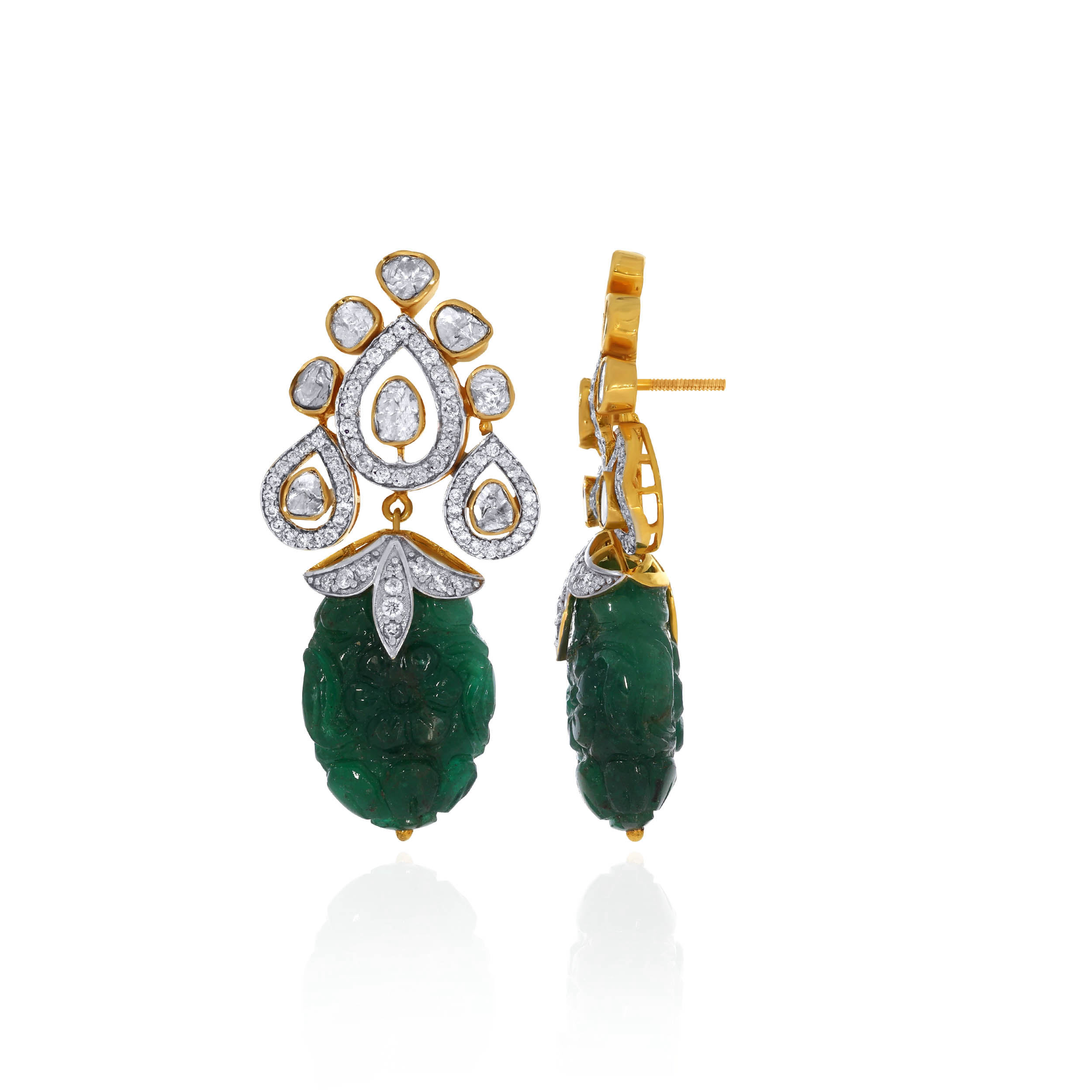 Heirloom Gleam Emerald Diamond Earrings - Senco Gold and Diamonds