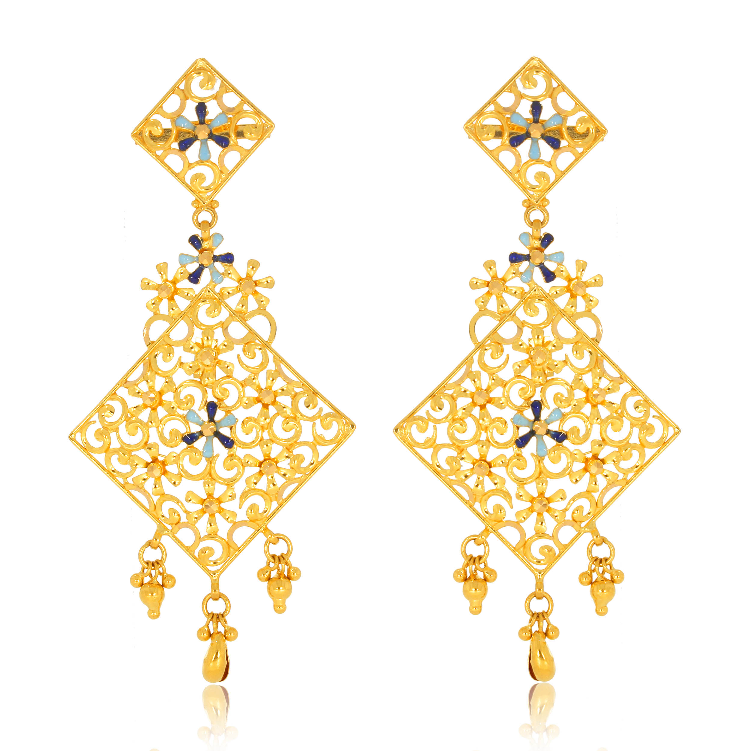 Jafrani Craft Gold Earrings - Senco Gold and Diamonds