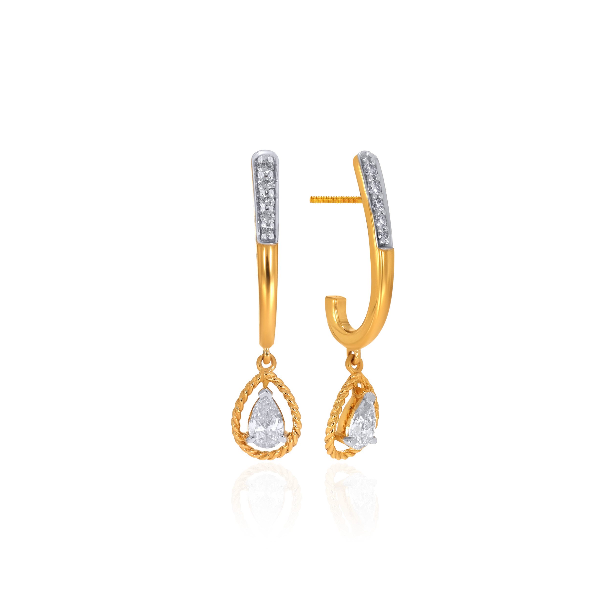 18K Yellow Gold Diamond Drop Earrings-DT-D000773818 - Senco Gold and Diamonds