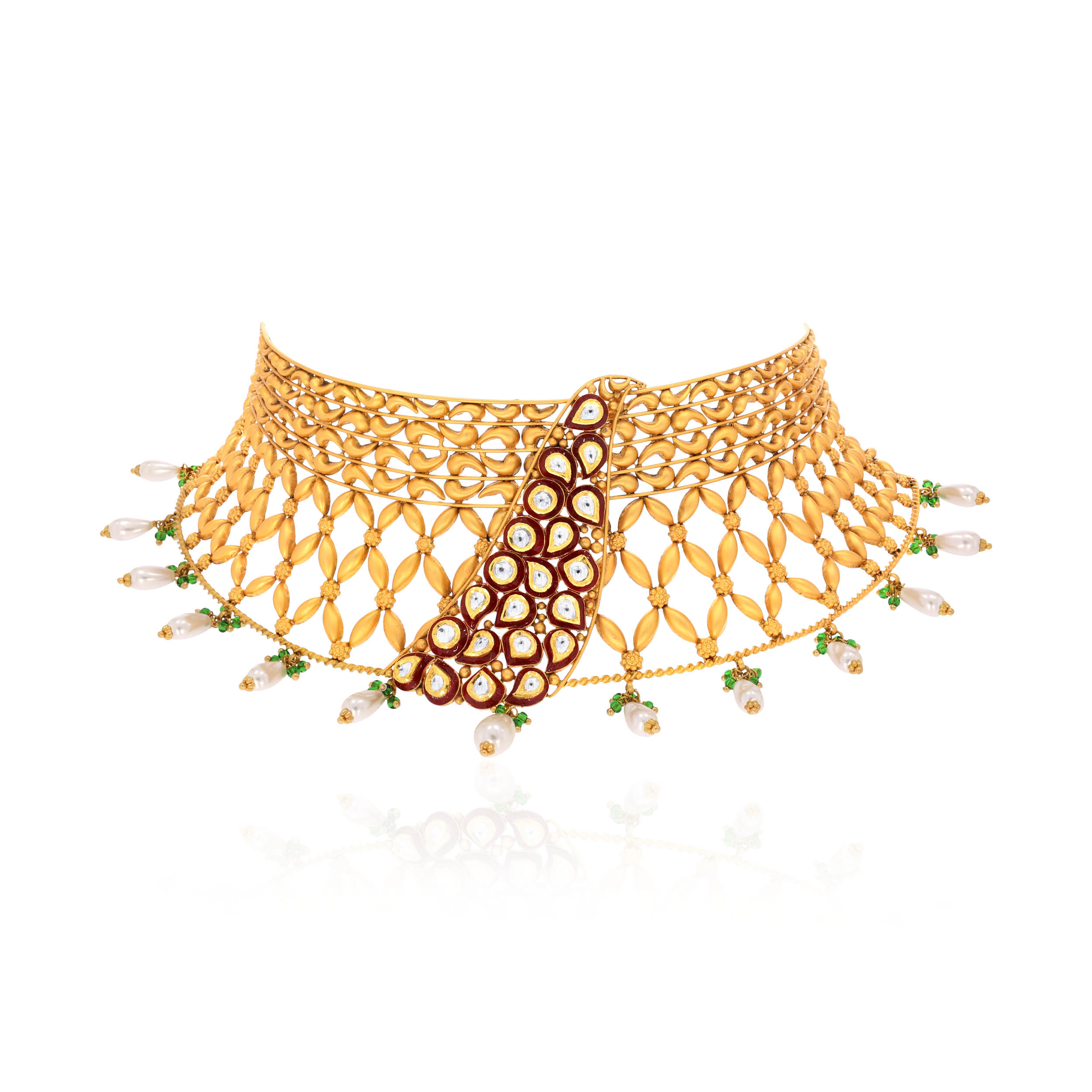22K Yellow Gold Kundan Necklace-GN-SAD0005308 - Senco Gold and Diamonds