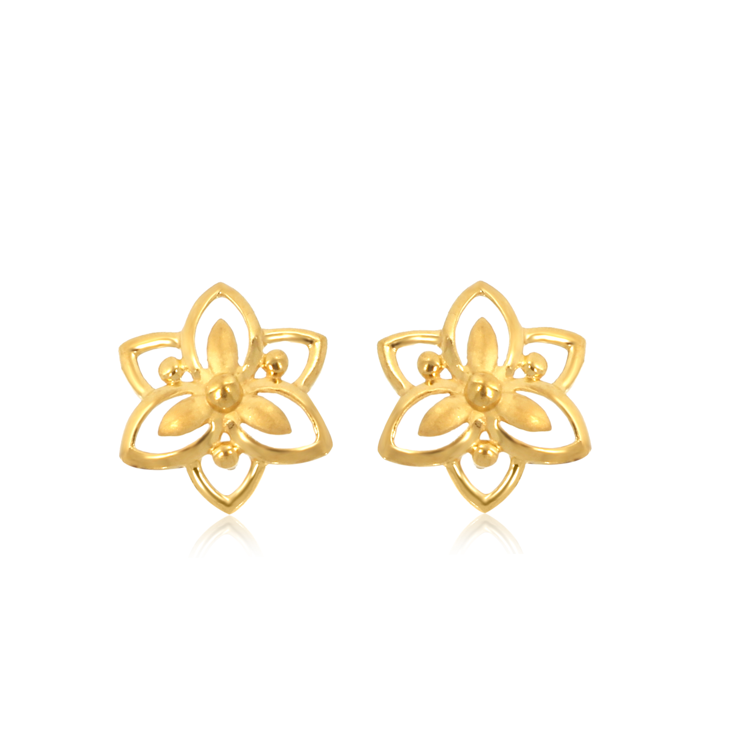 Serene Flower Gold Studs - Senco Gold and Diamonds
