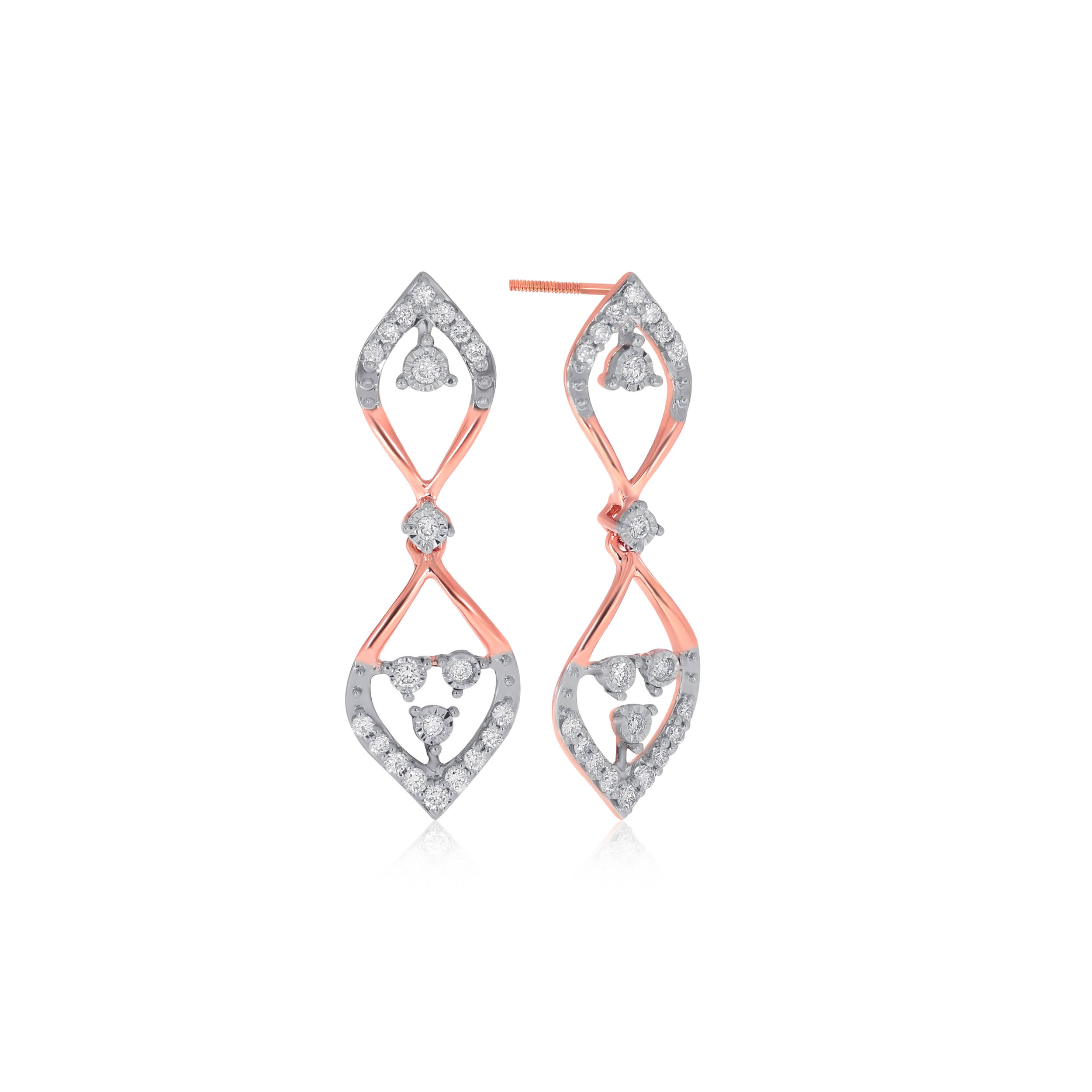 Rosy Petals Diamond Drop Earrings - Senco Gold and Diamonds