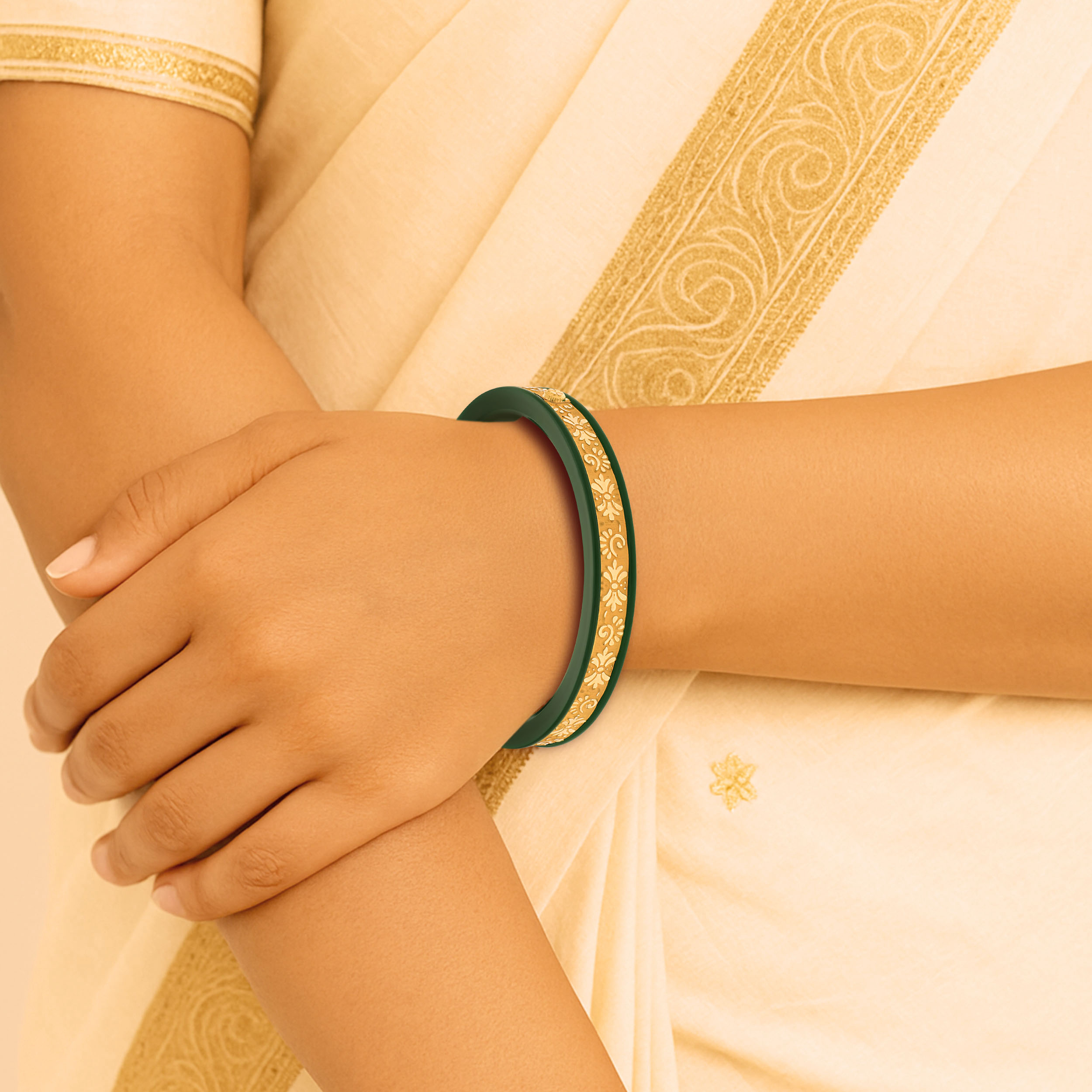 Sacred Elegance Gold Pola Bangle - Senco Gold and Diamonds