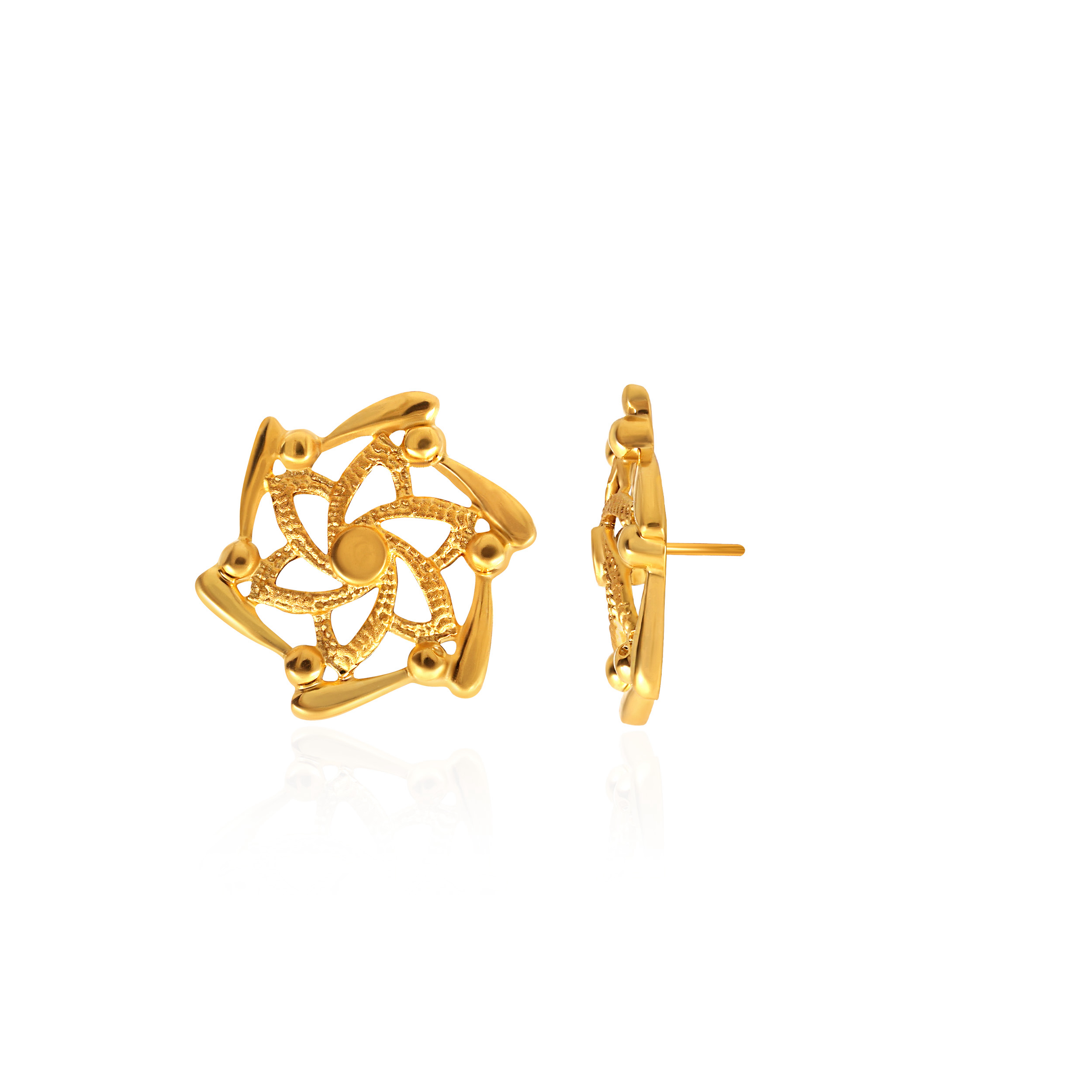 Spinning Bloom Gold Studs - Senco Gold and Diamonds