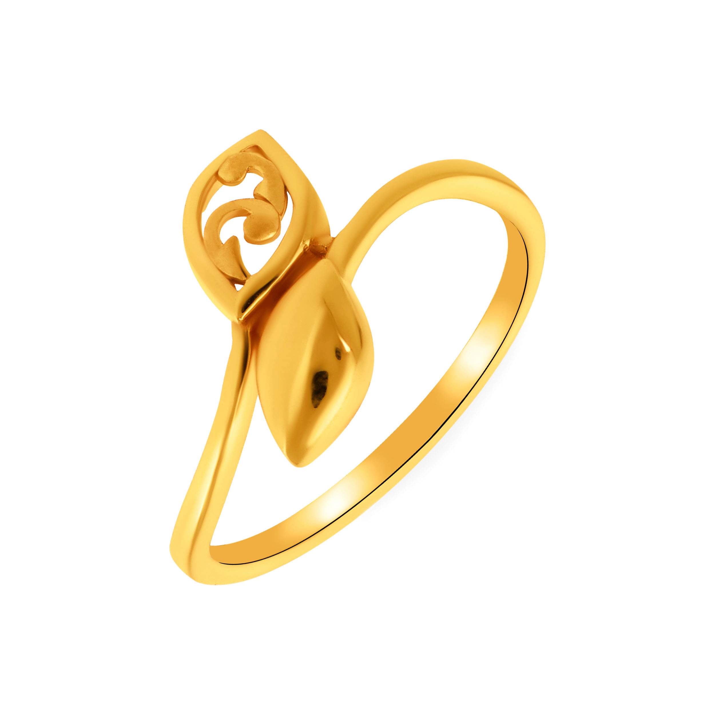 Elegant Curved Petal Gold Ring - Senco Gold and Diamonds