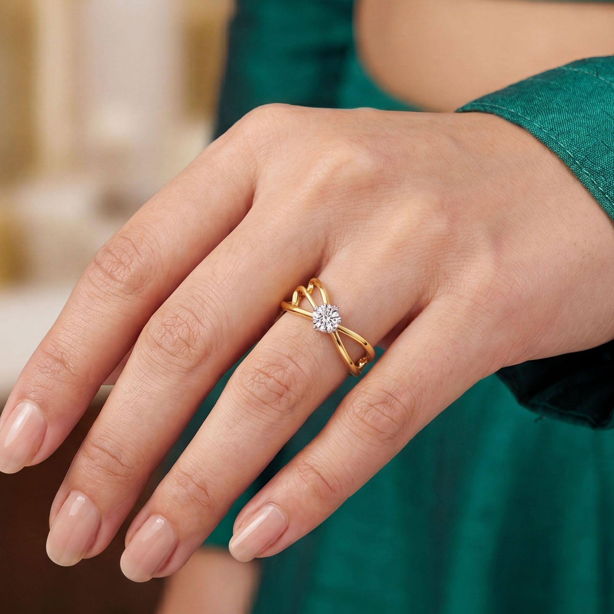 Infinite Cross-Over Solitaire Diamond Ring alternate view 3