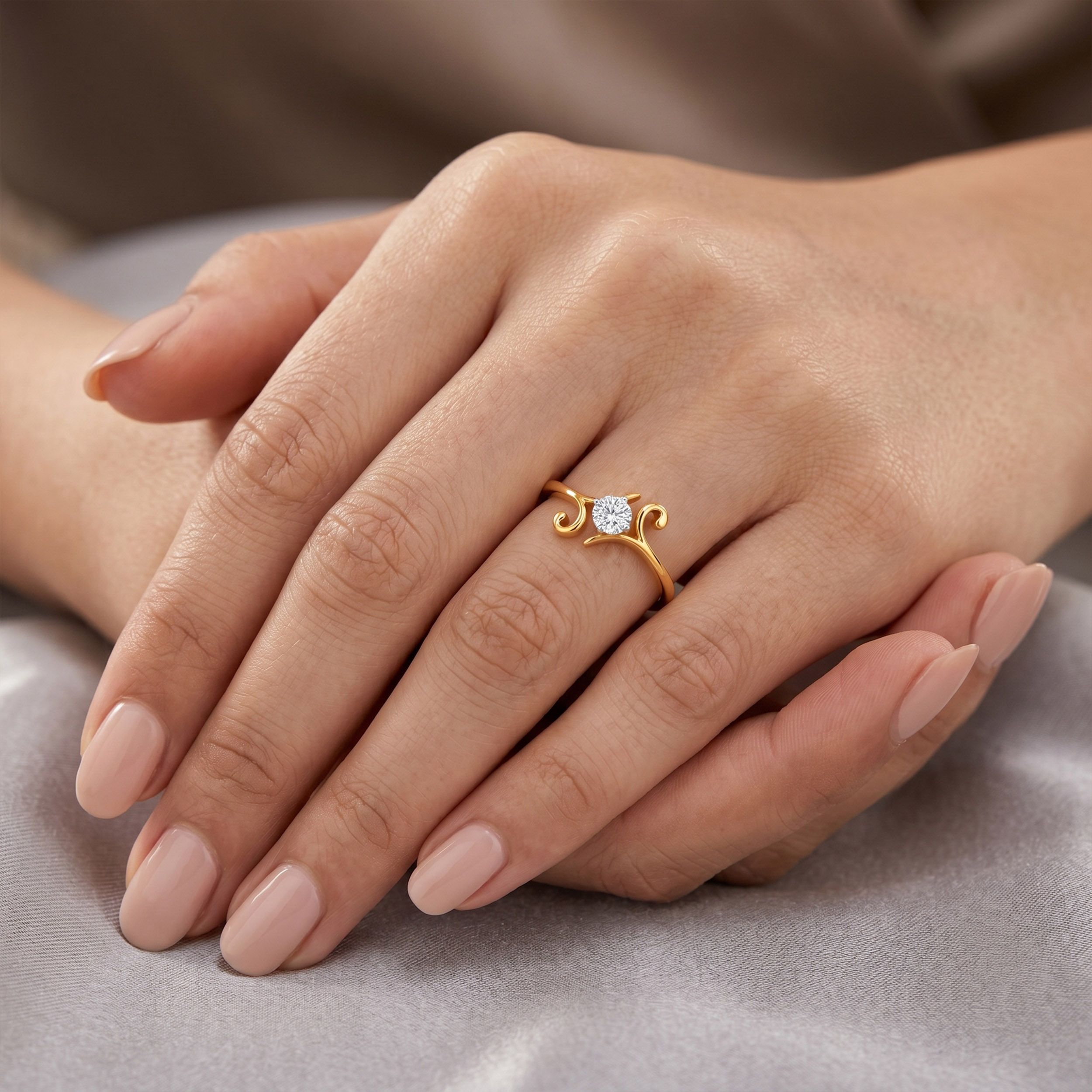 Vine Swirl Solitaire Diamond Ring alternate view 3