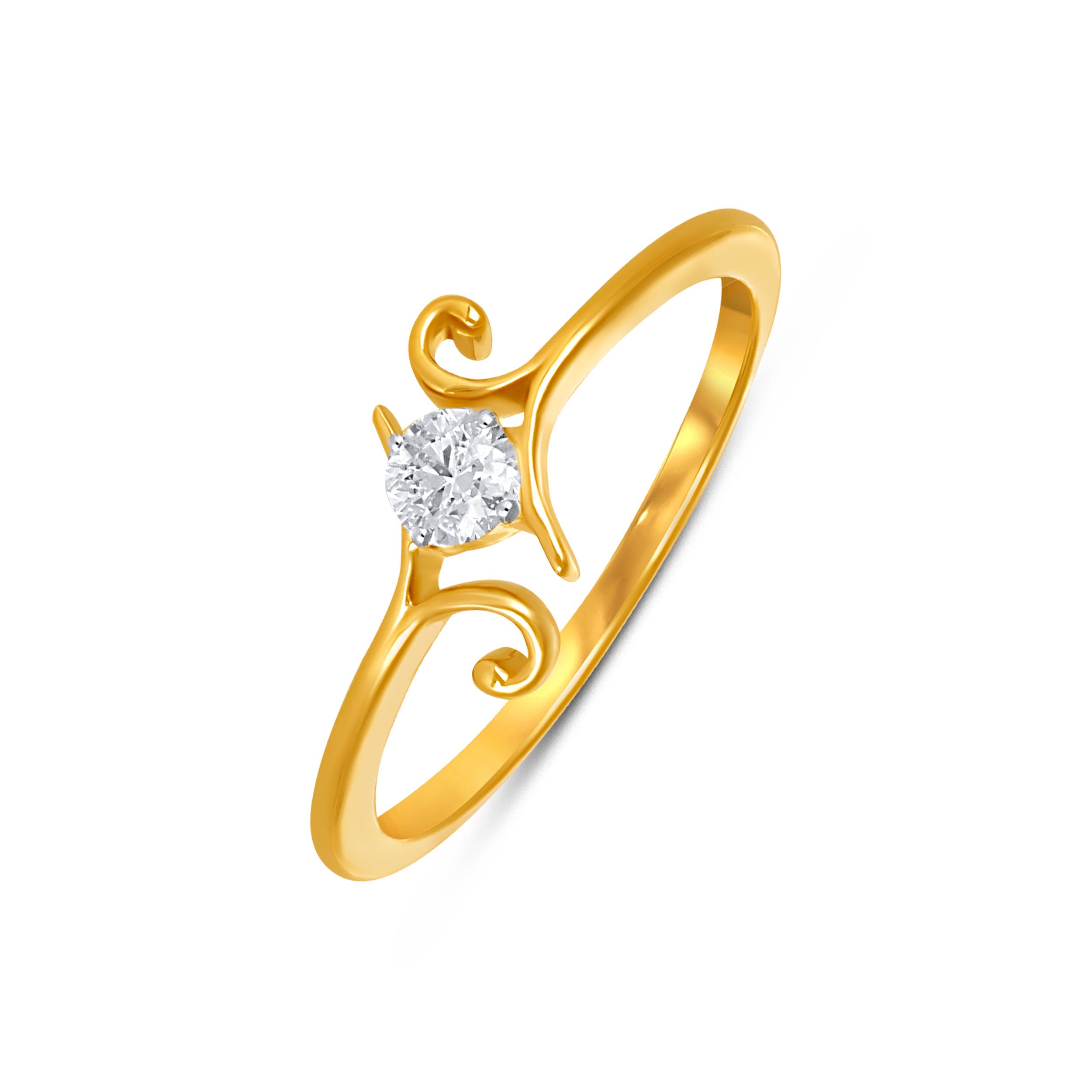 Vine Swirl Solitaire Diamond Ring