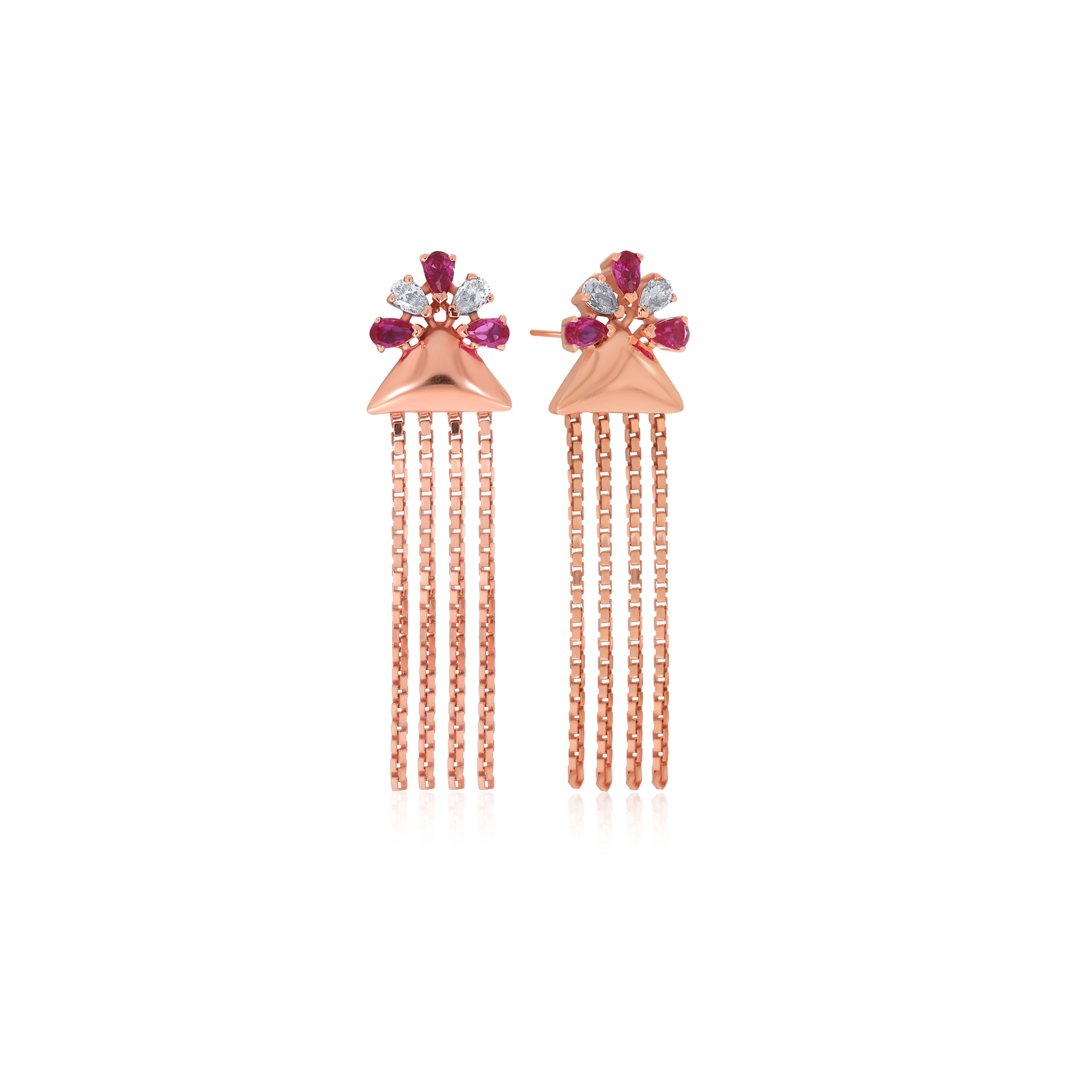 Bloomed Vase Gold Long Earrings - Senco Gold and Diamonds