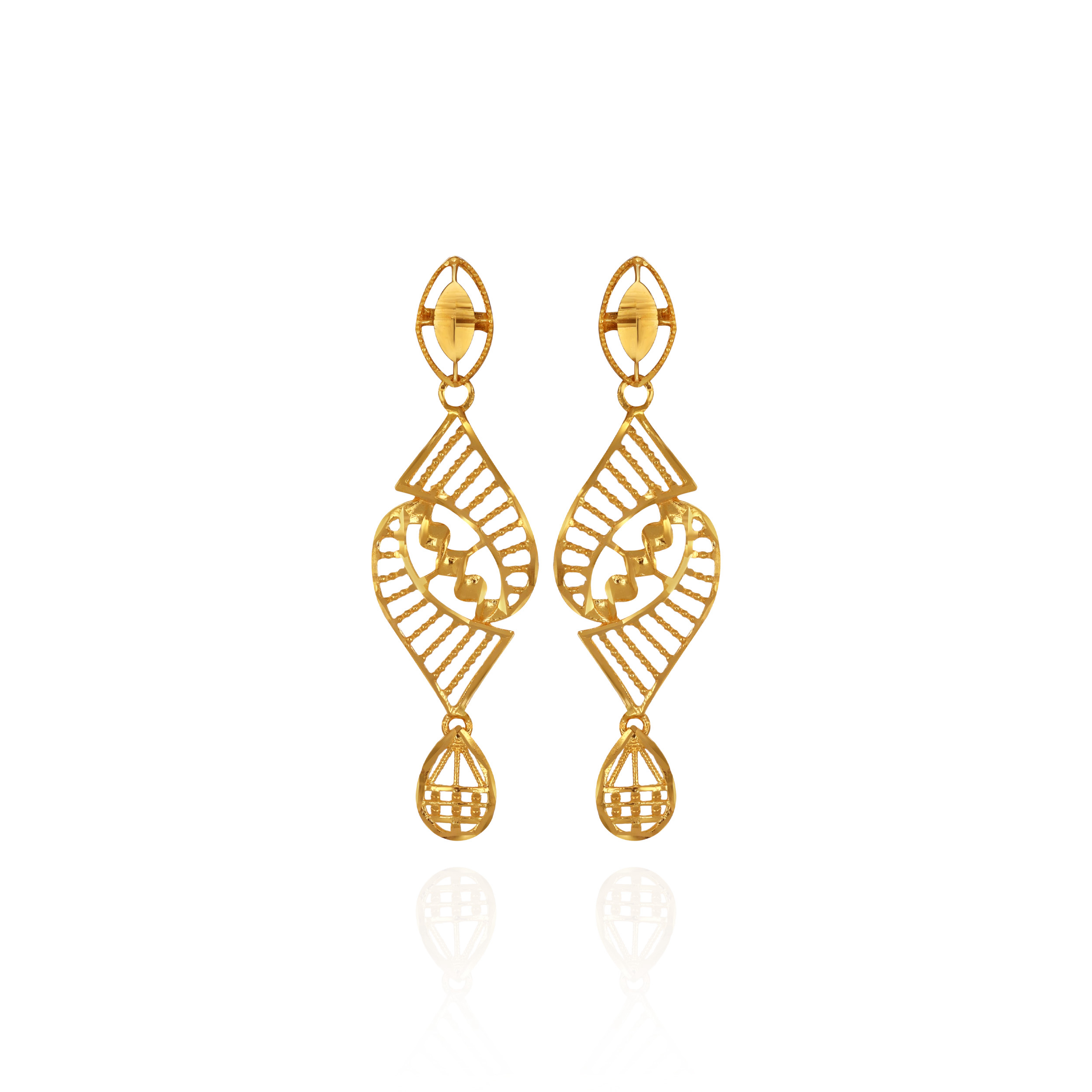 Curve Weave Gold Drops - Senco Gold and Diamonds