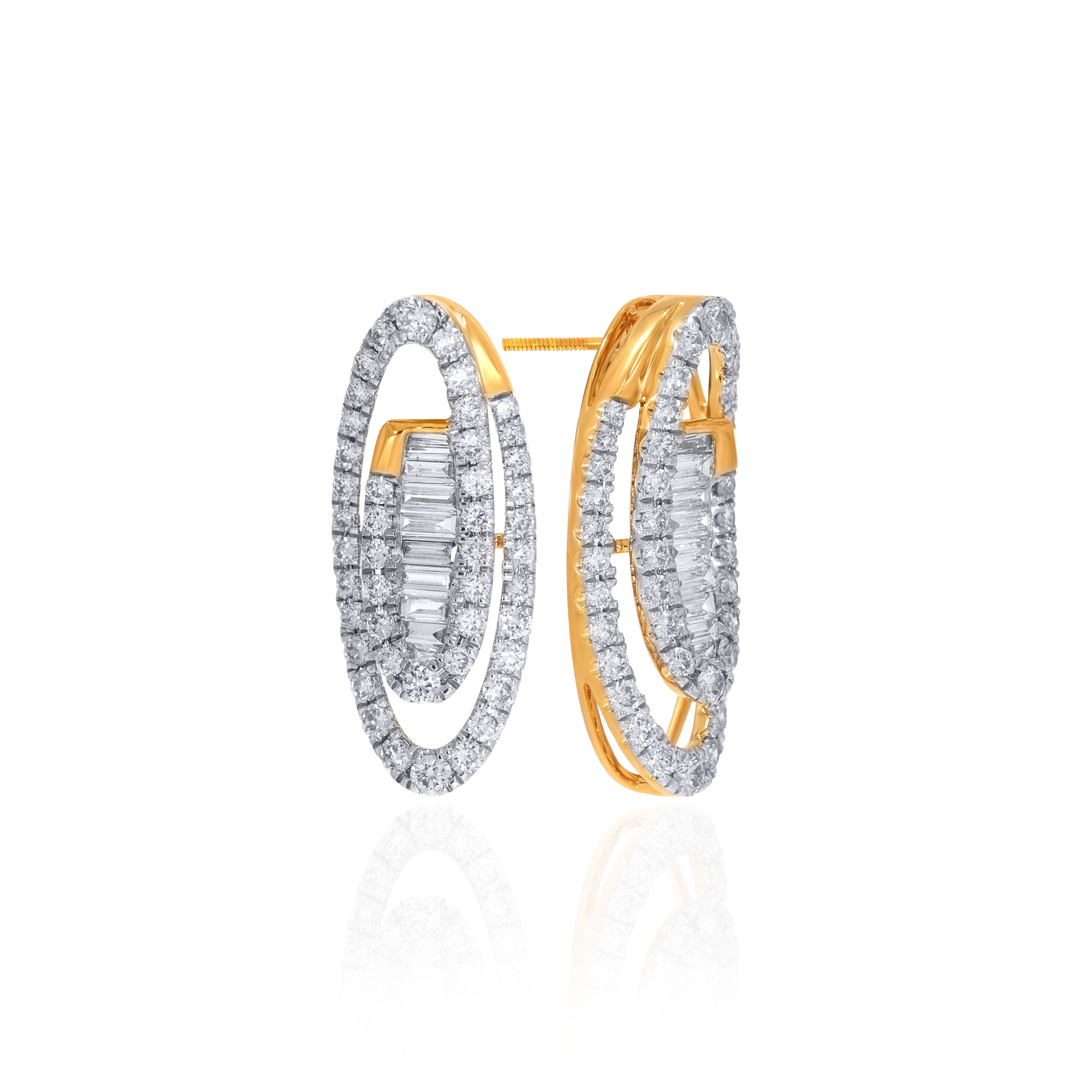 Layered Loop Oval Diamond Studs - Senco Gold and Diamonds