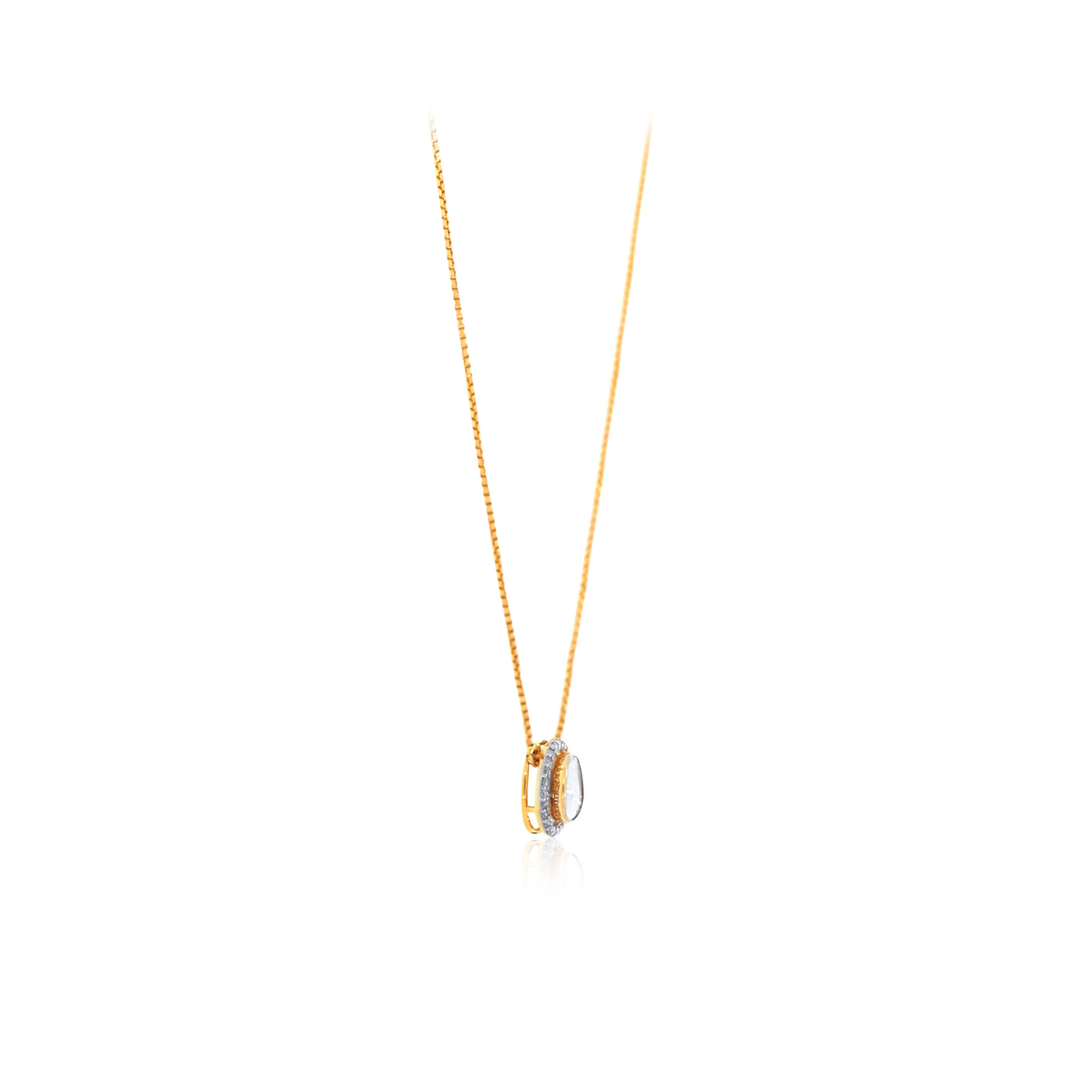 Luminous Halo Polki Diamond Chain Pendant - Senco Gold and Diamonds