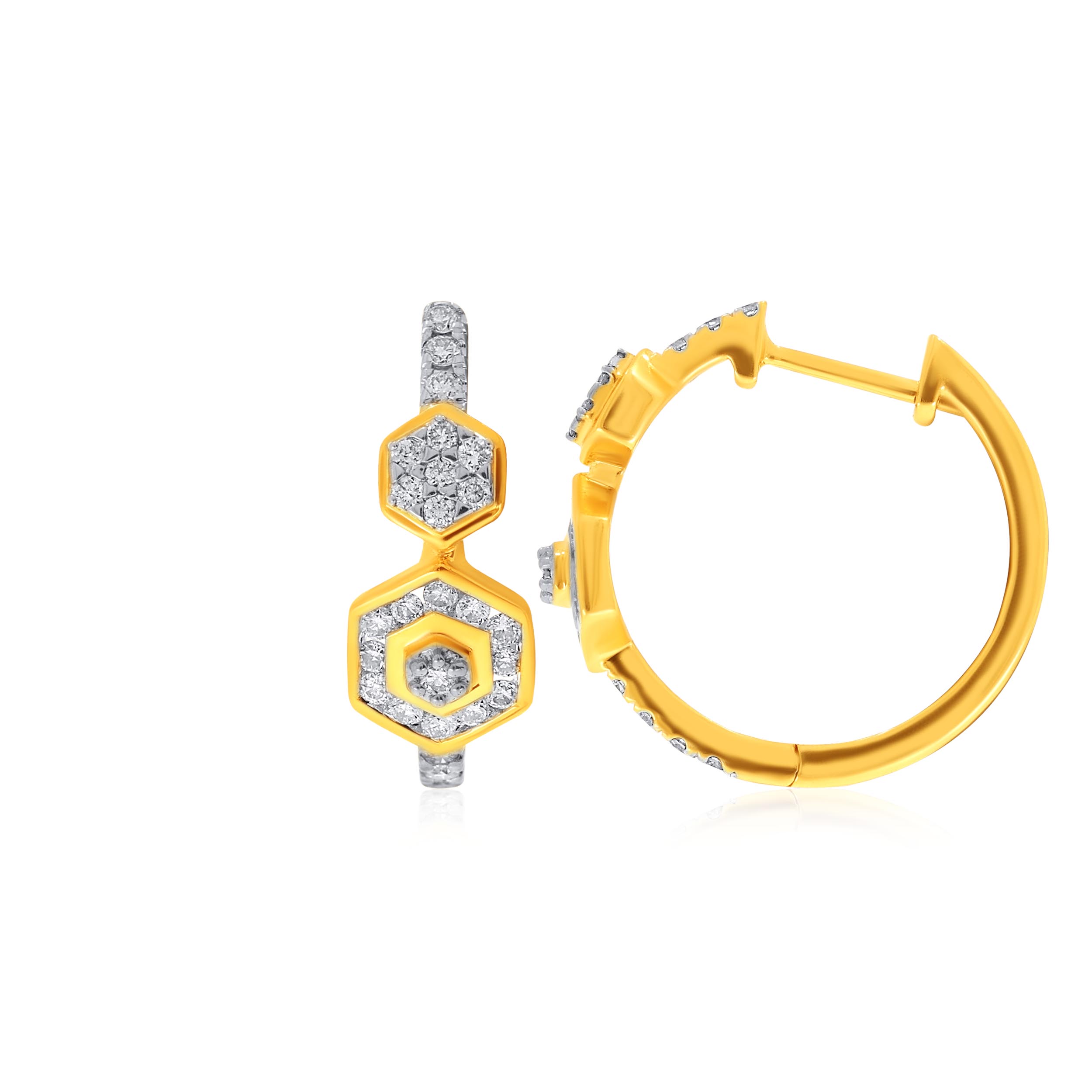 Shiny Attachment Diamond Hoop Earrings - Senco Gold and Diamonds