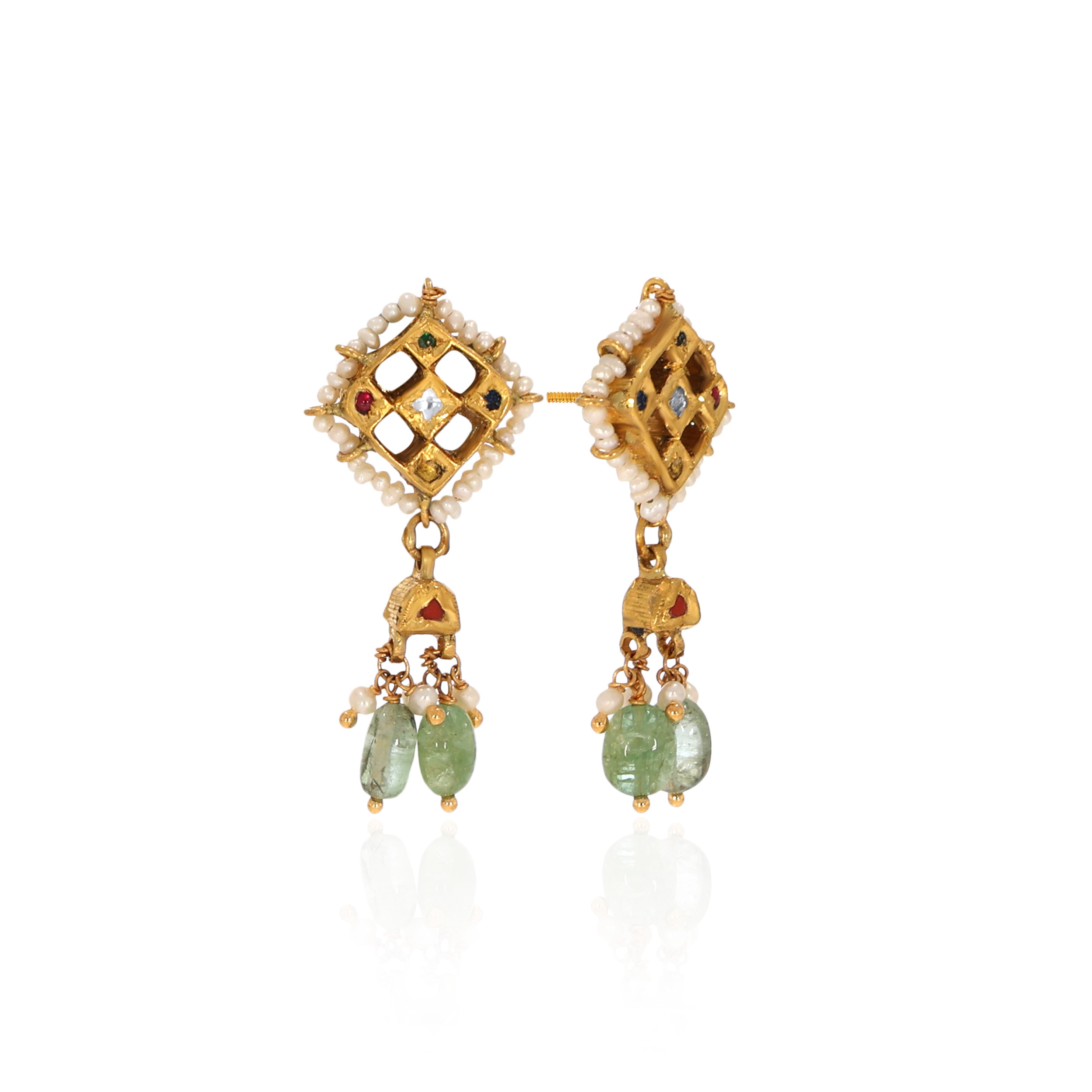 22K Yellow Gold Kundan Earrings-GPGN-D000788462 - Senco Gold and Diamonds