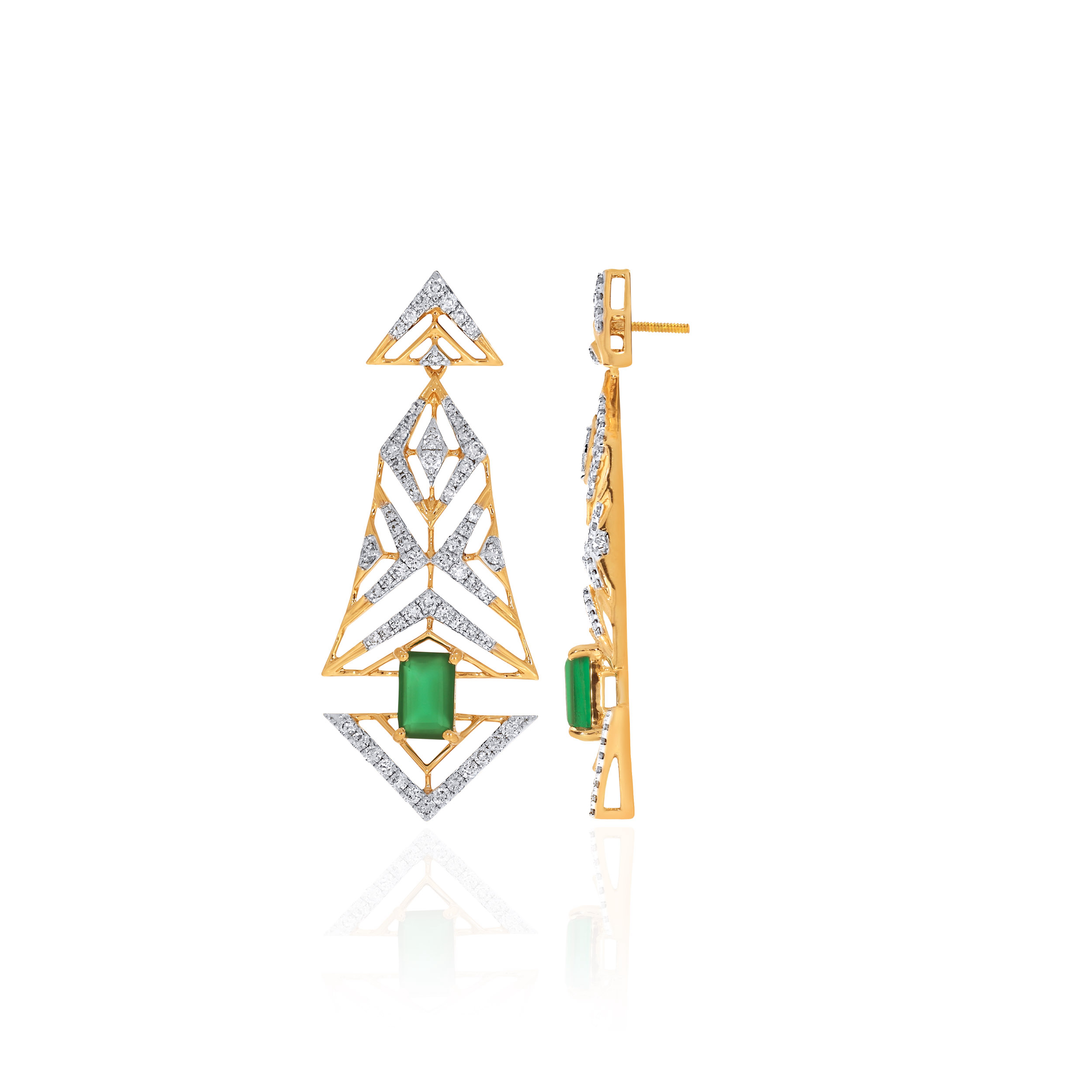 14K Yellow Gold Diamond Drop Earrings-DTGN-D000753295 - Senco Gold and Diamonds