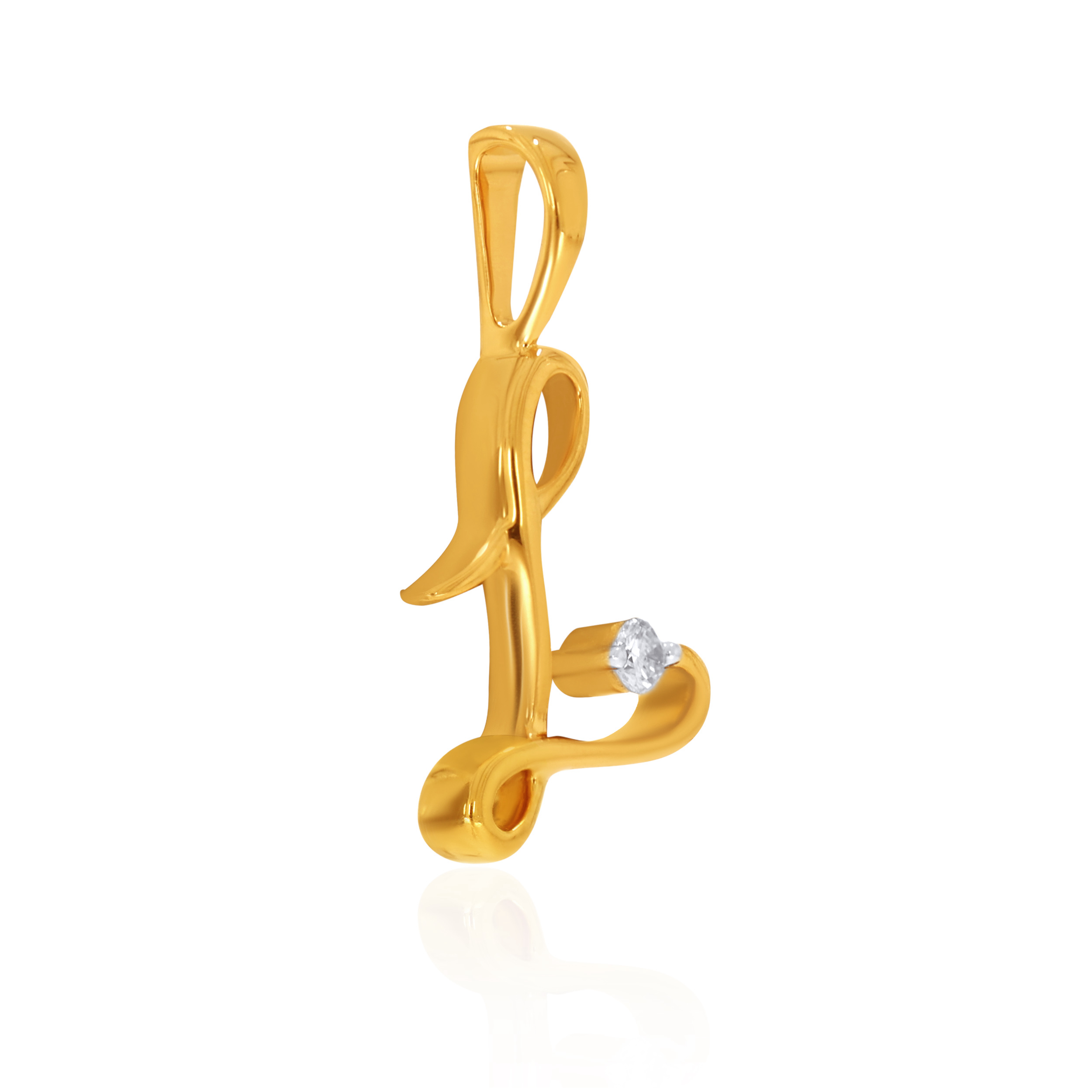 18K Yellow Gold L Alphabet Diamond Pendant-DPN-D000748624 - Senco Gold and Diamonds