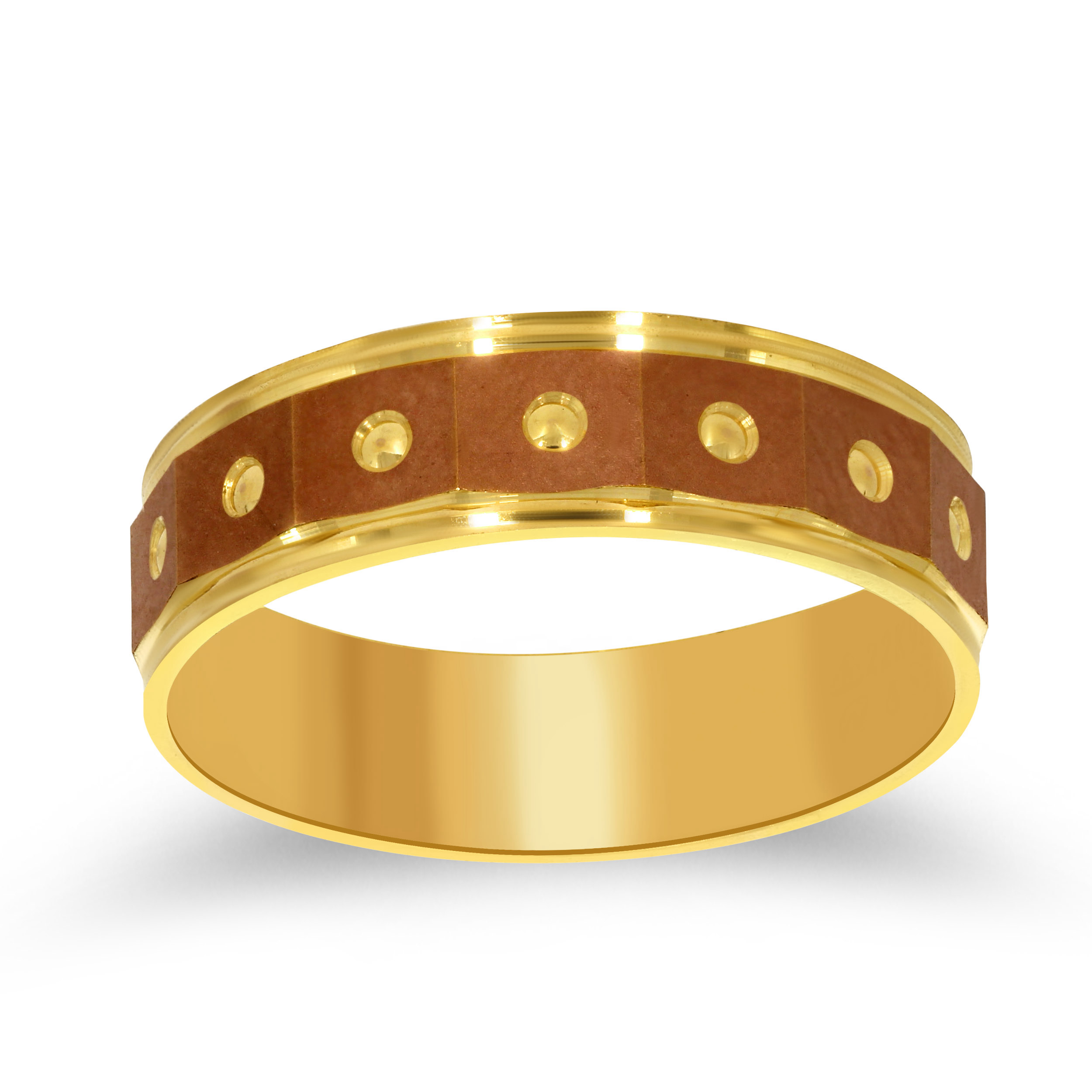 Center Contrast Men's Gold Band Ring - Senco Gold and Diamonds