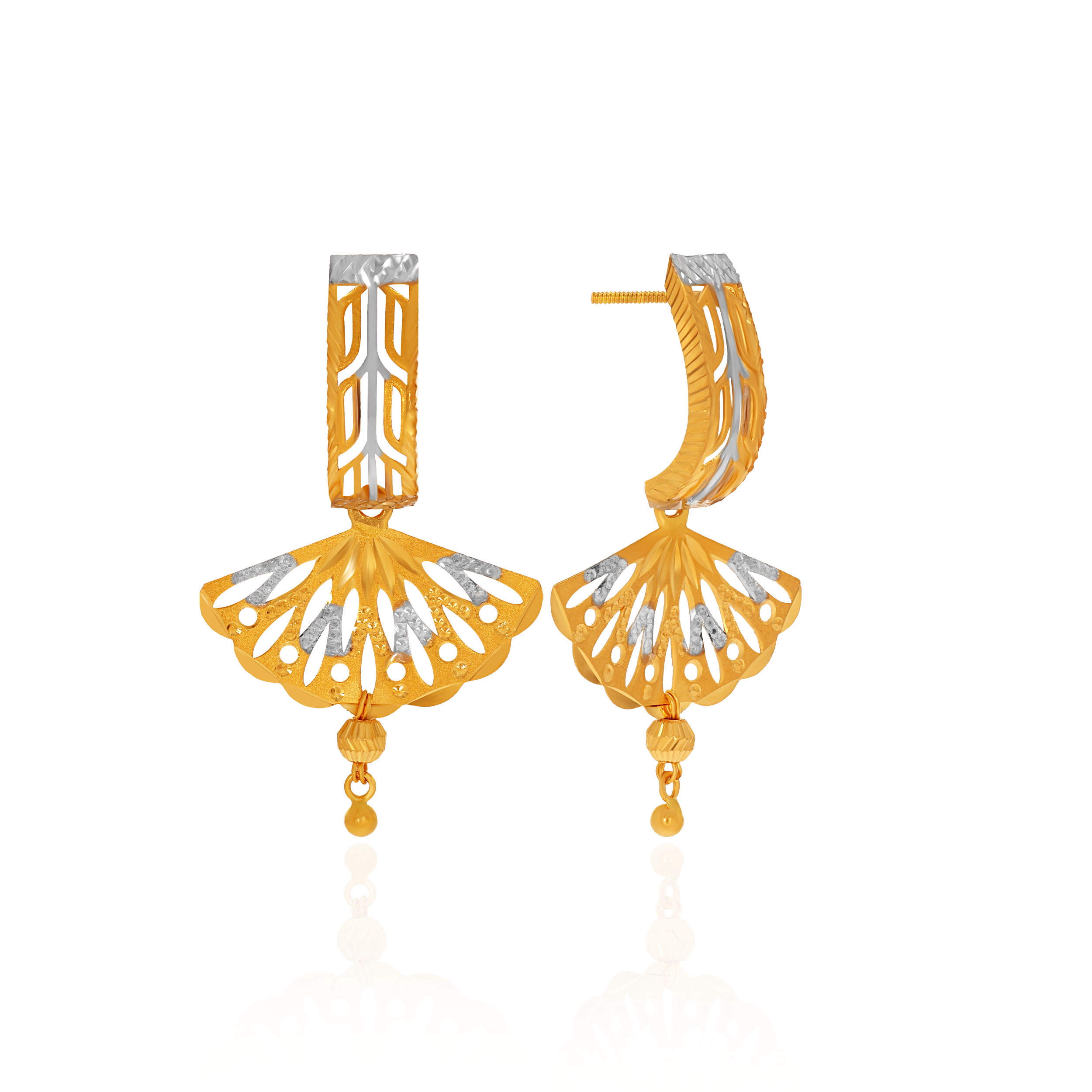 Artisan Scalloped Open Gold Drop Earrings - Senco Gold and Diamonds