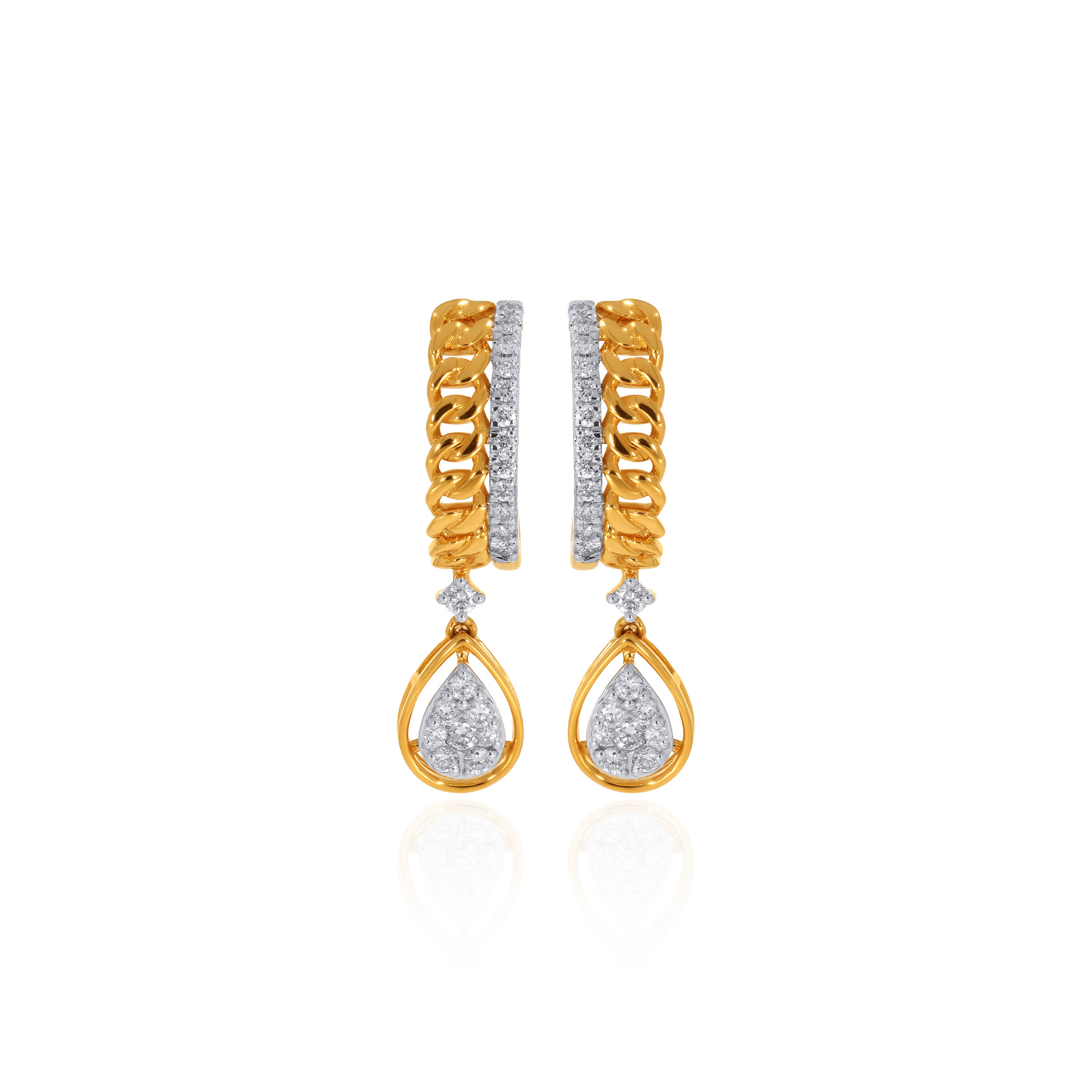 14K Yellow Gold Diamond Drop Earrings-DT-D000772721 - Senco Gold and Diamonds