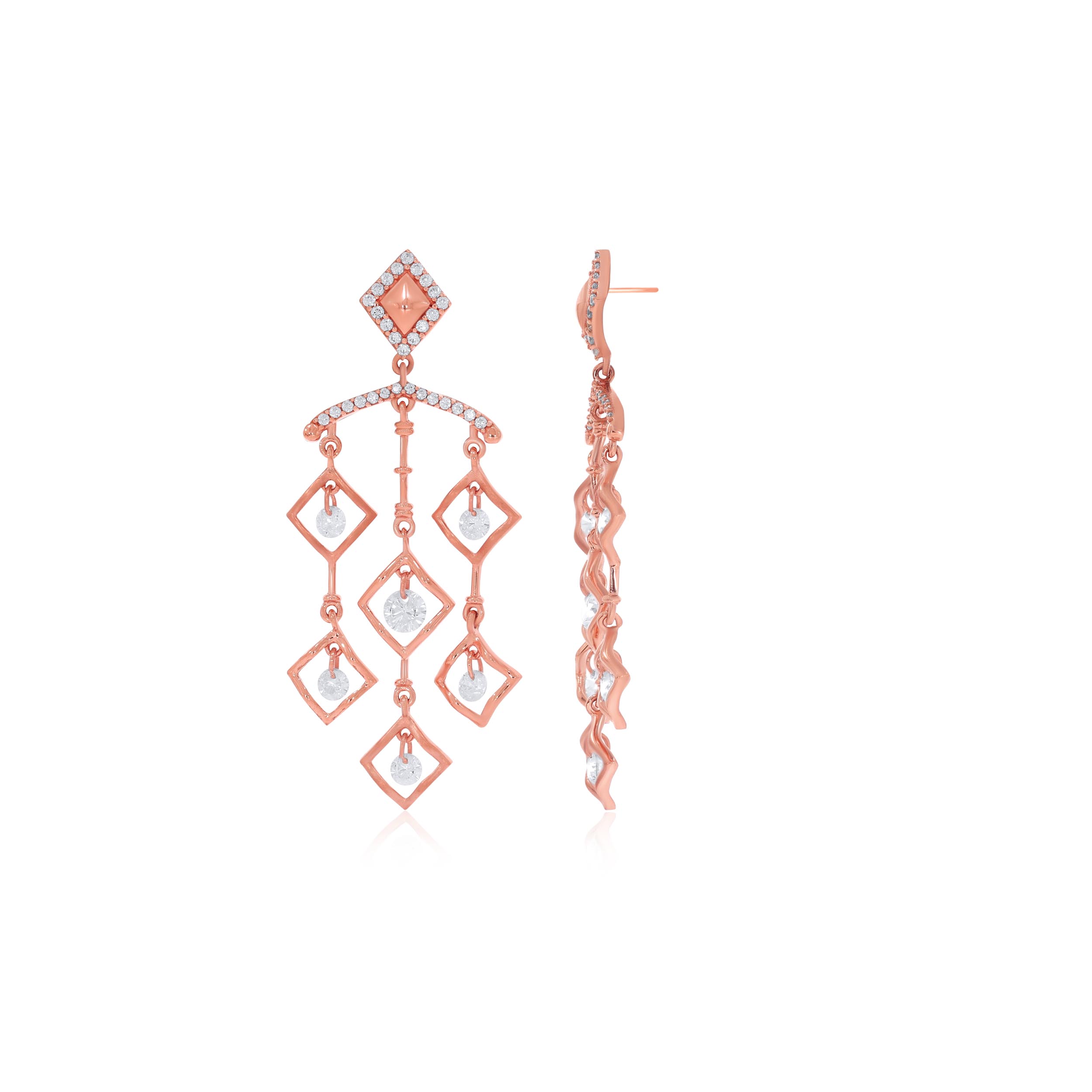 Dripping Rhombus Gold Danglers - Senco Gold and Diamonds