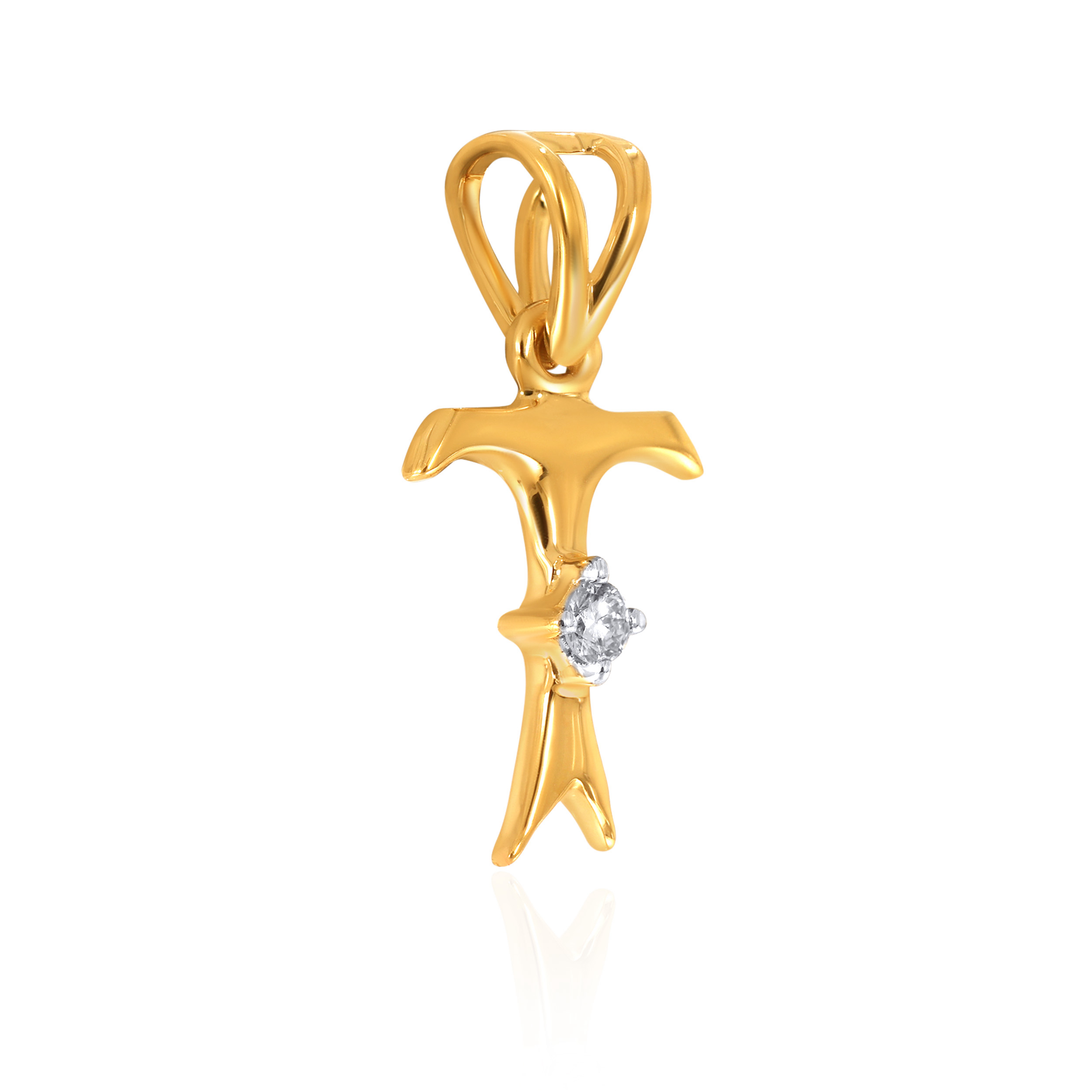 18K Yellow Gold T Alphabet Diamond Pendant-DPN-D000748626 - Senco Gold and Diamonds