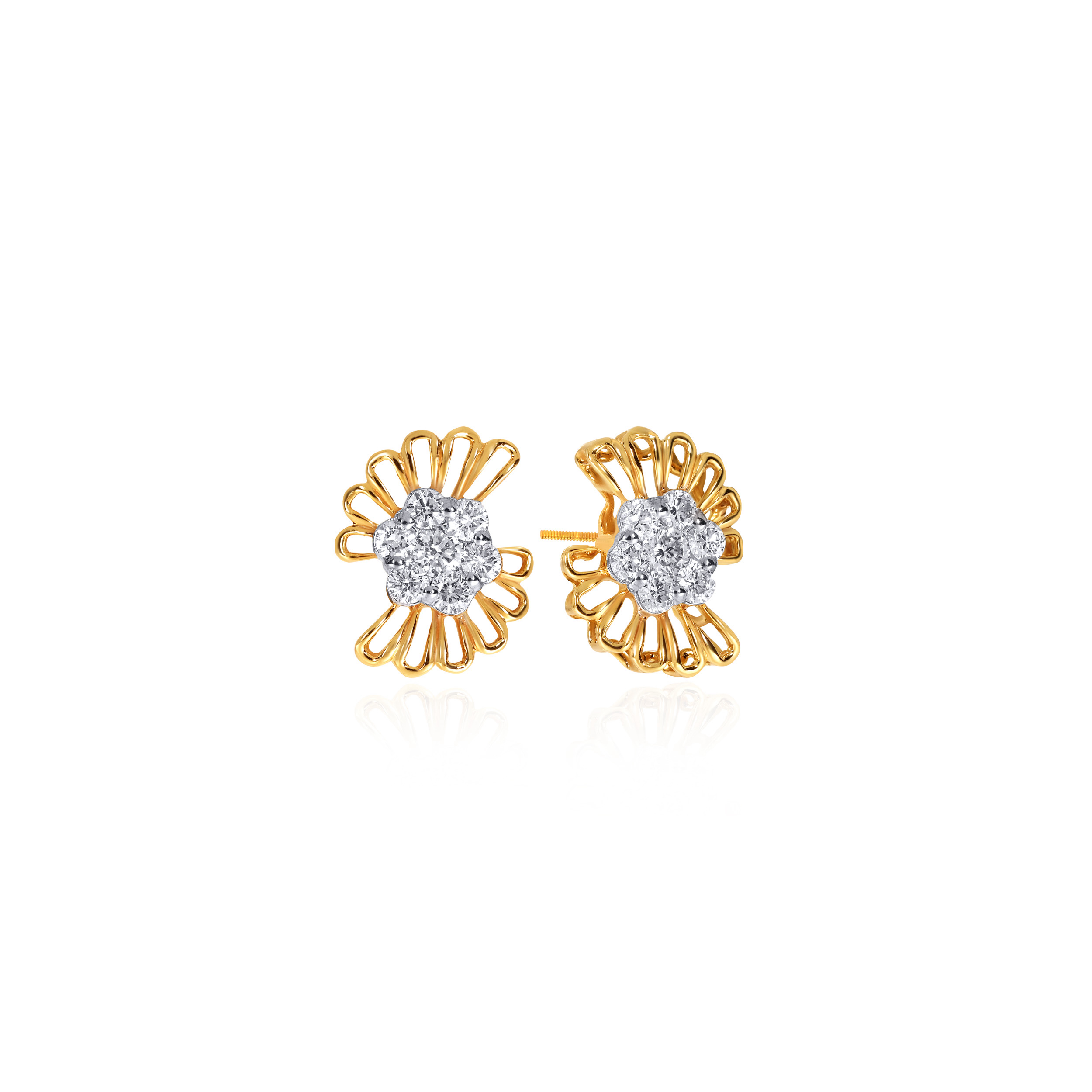 Shiny Shell Diamond Studs - Senco Gold and Diamonds
