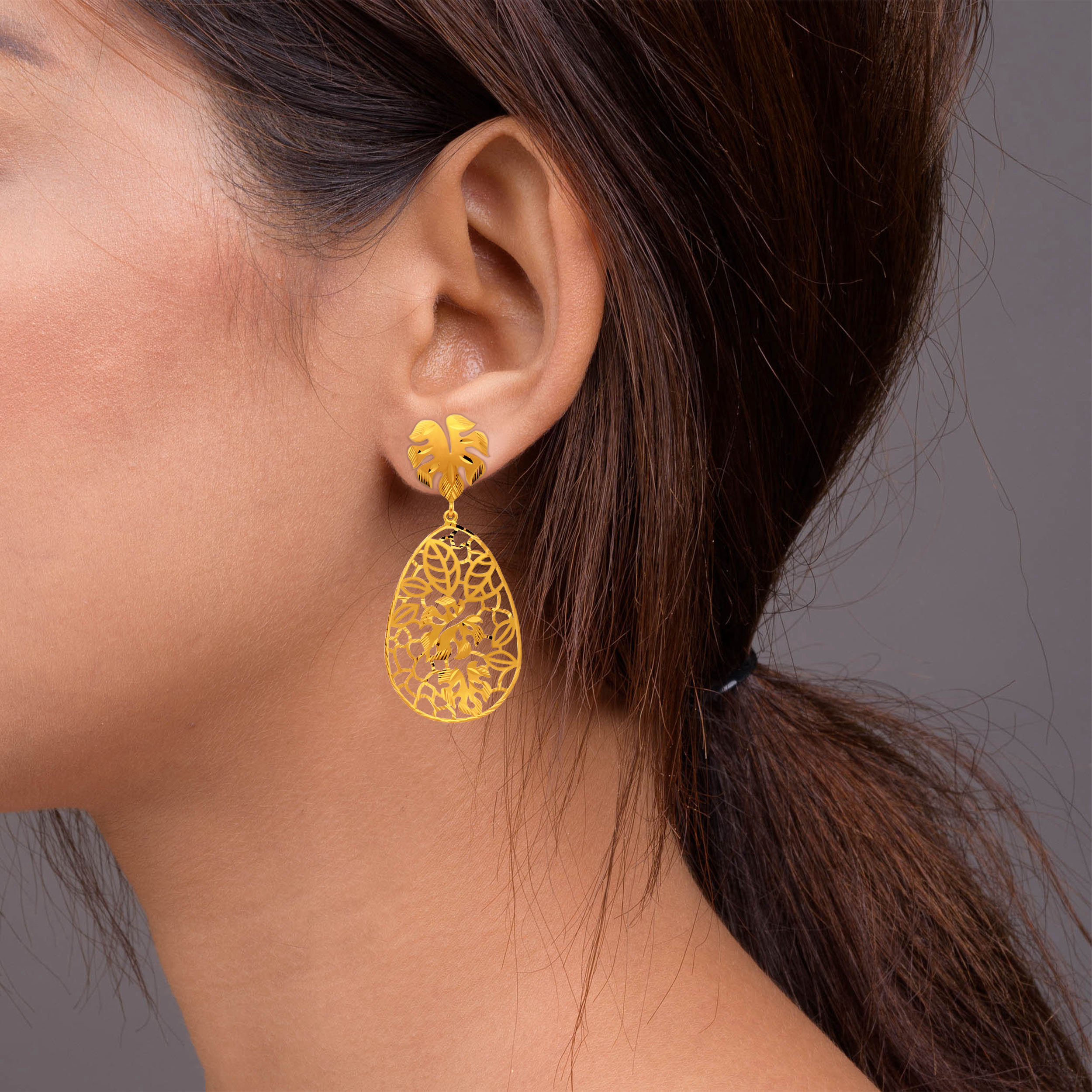 22K Yellow Gold Drop Earrings-GP-SAD0005214 - Senco Gold and Diamonds