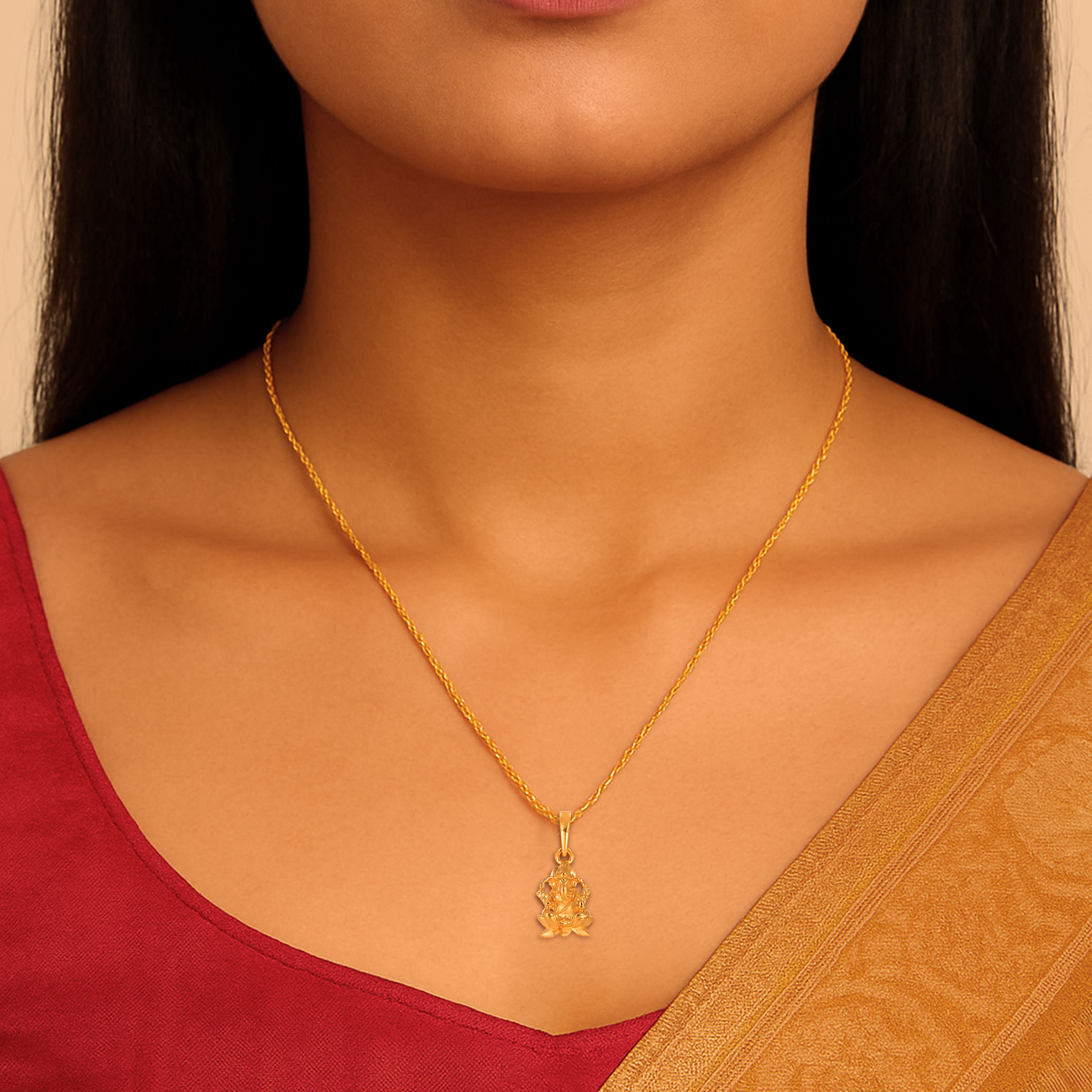 Sacred Glow Gold Ganesha Pendant - Senco Gold and Diamonds