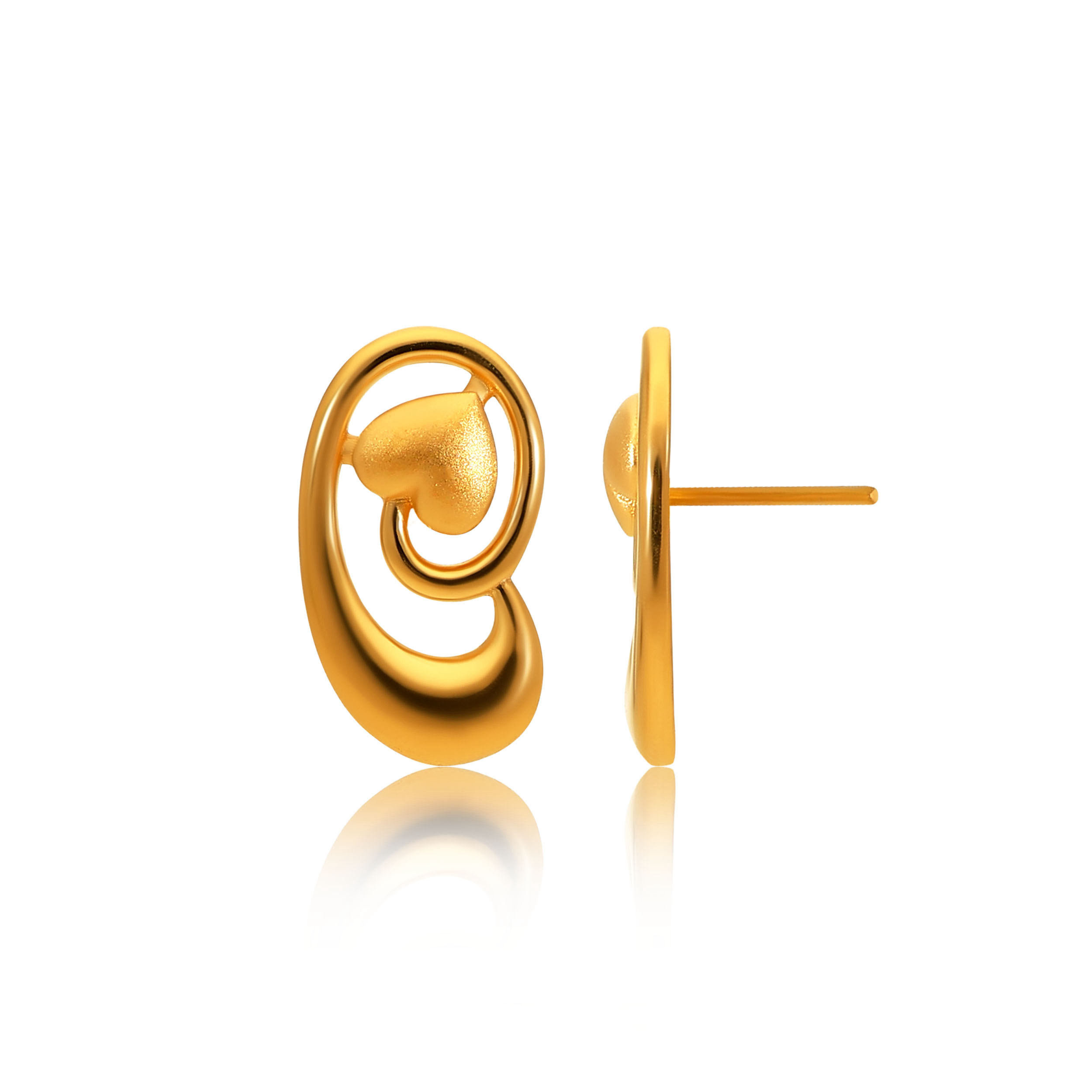 Heart Embrace Gold Studs - Senco Gold and Diamonds