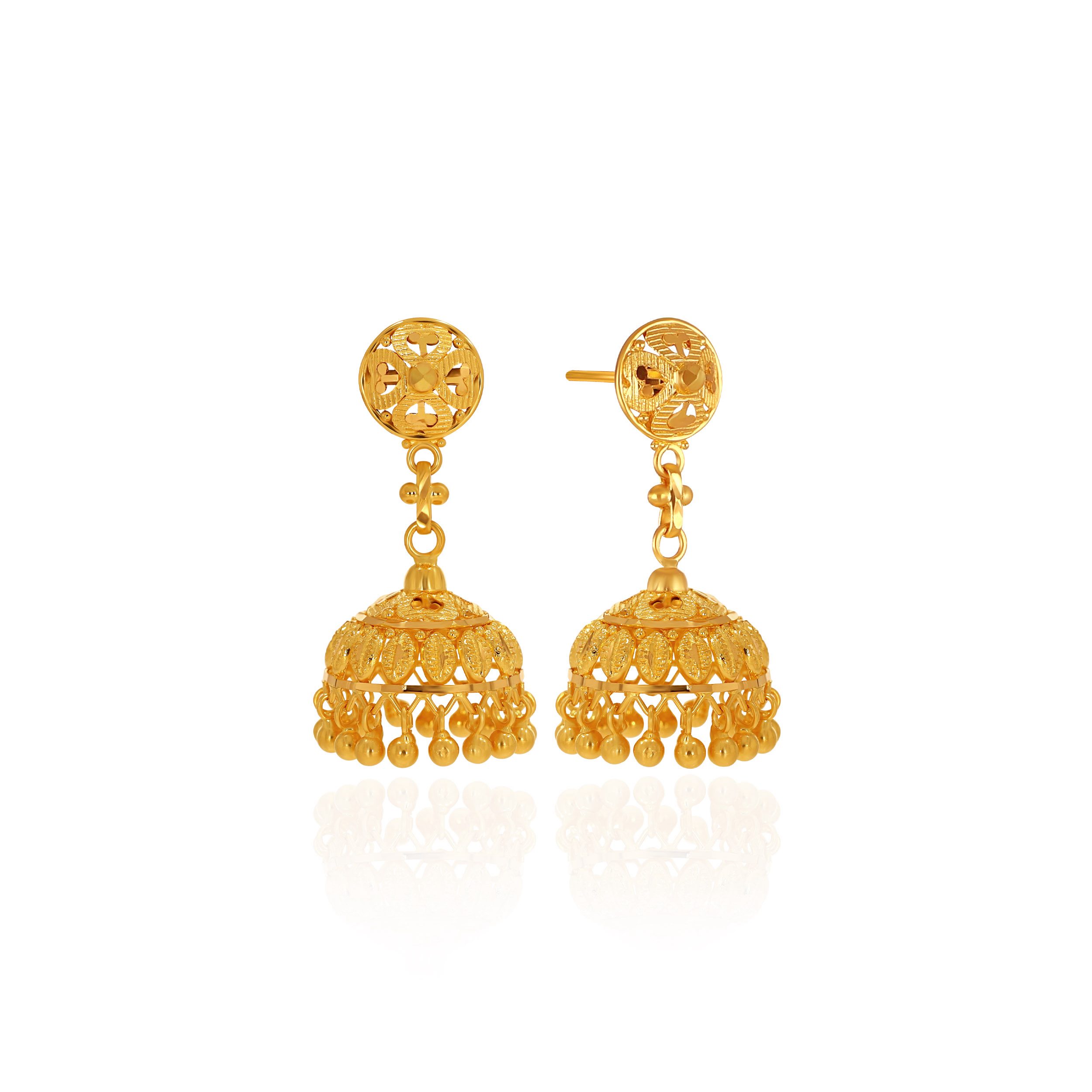 Ethnic Divinity Gold Jhumka Earrings - Senco Gold and Diamonds