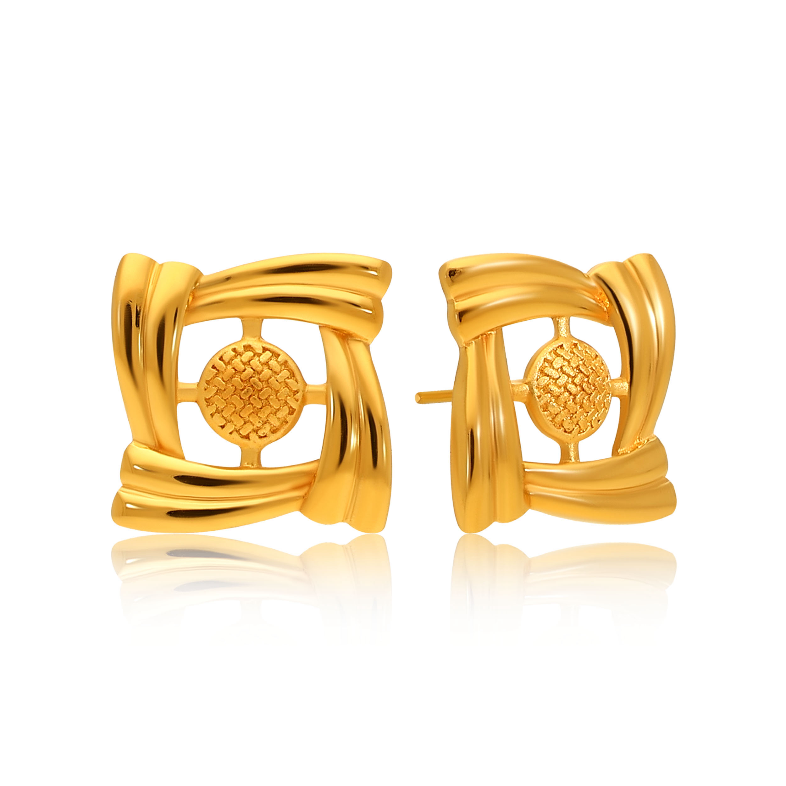 Trendy Openwork Gold Studs - Senco Gold and Diamonds