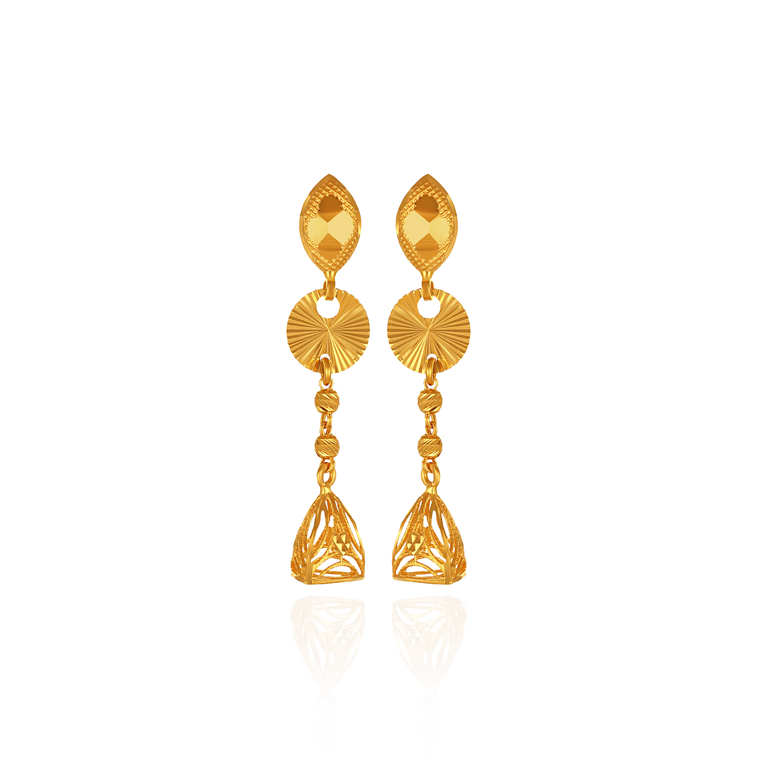 Aurielle Textured Gold Layered Earrings - Senco Gold and Diamonds